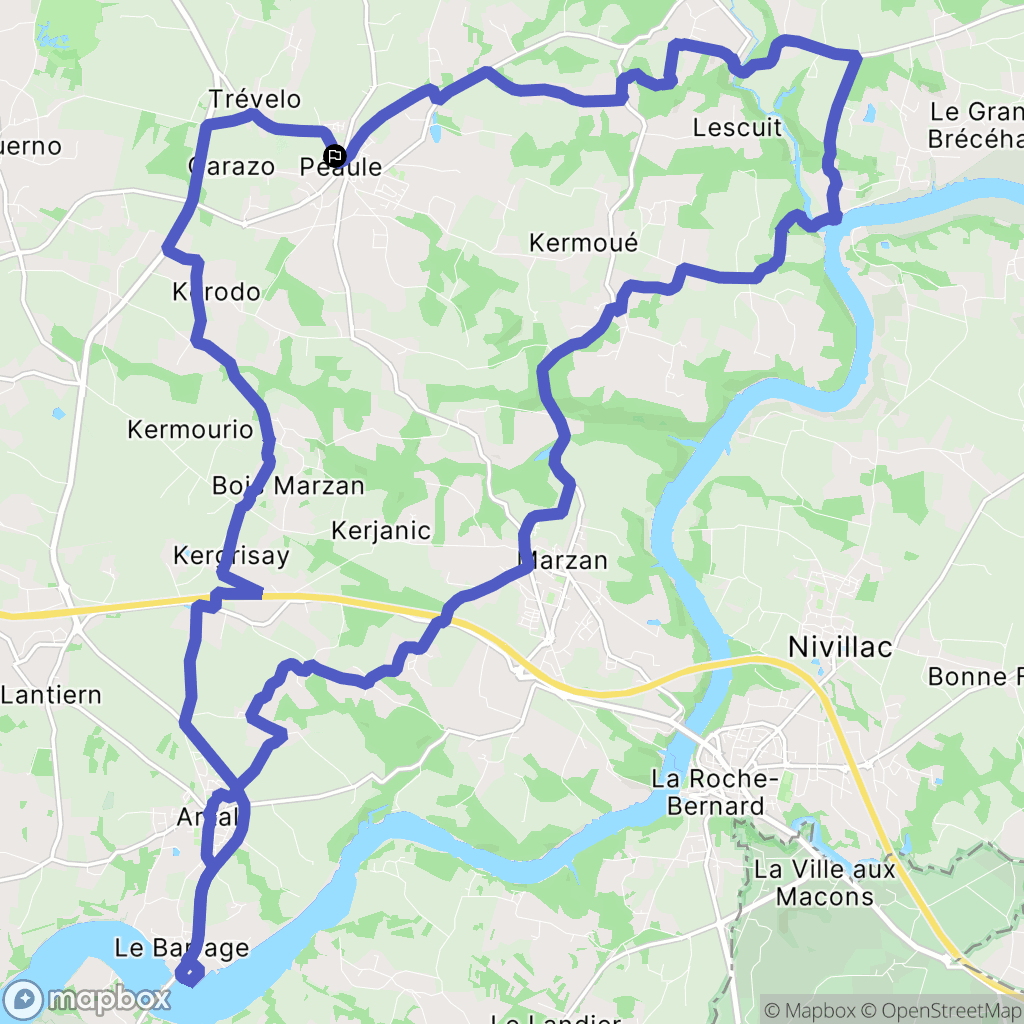 Péaule : carte du parcours de randonnée - France
