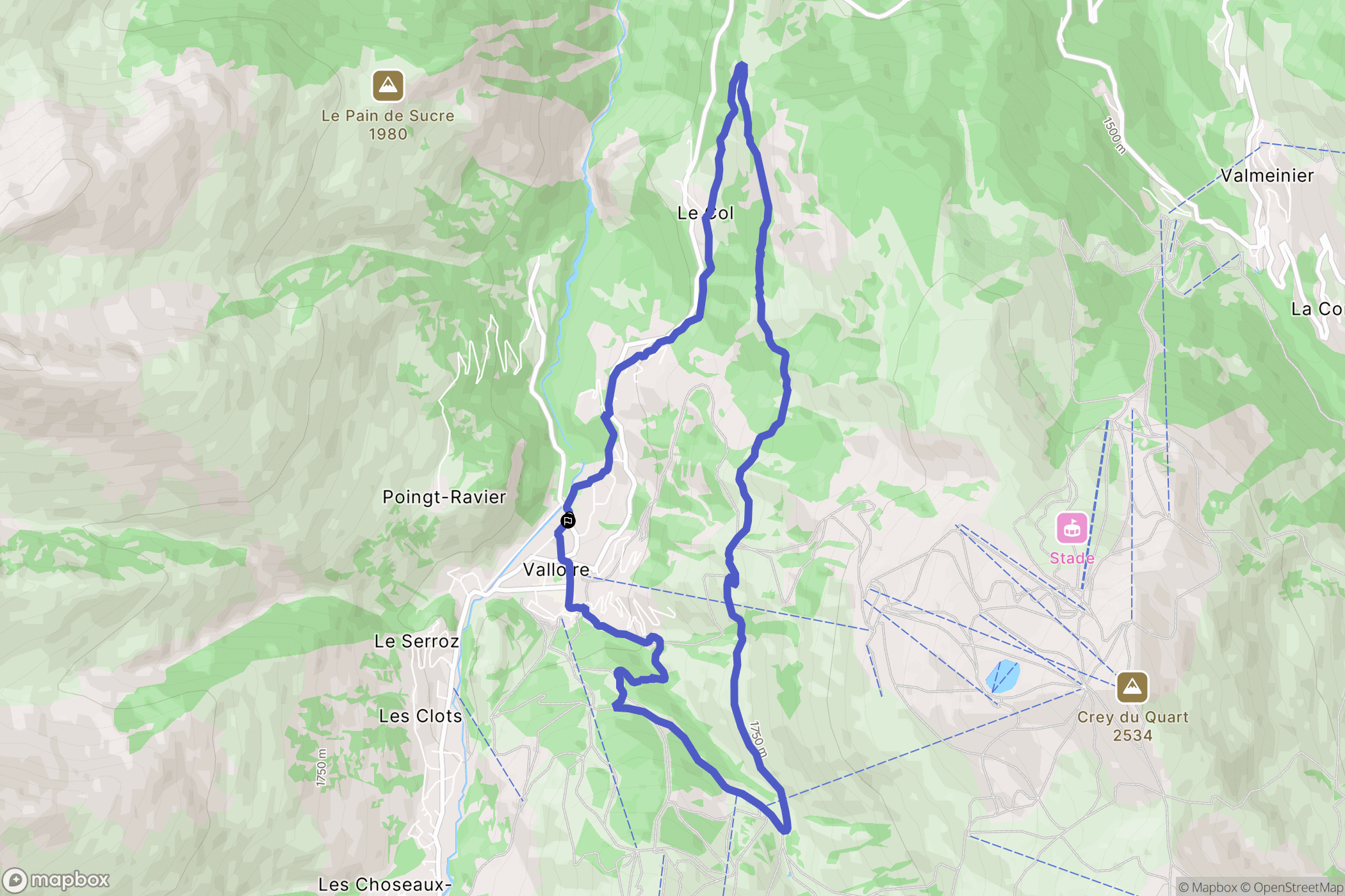Valloire : carte du parcours de randonnée - France