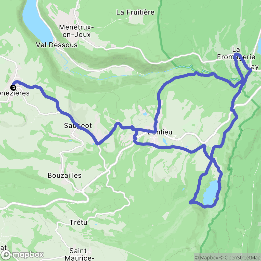 Denezières : carte du parcours de randonnée - France