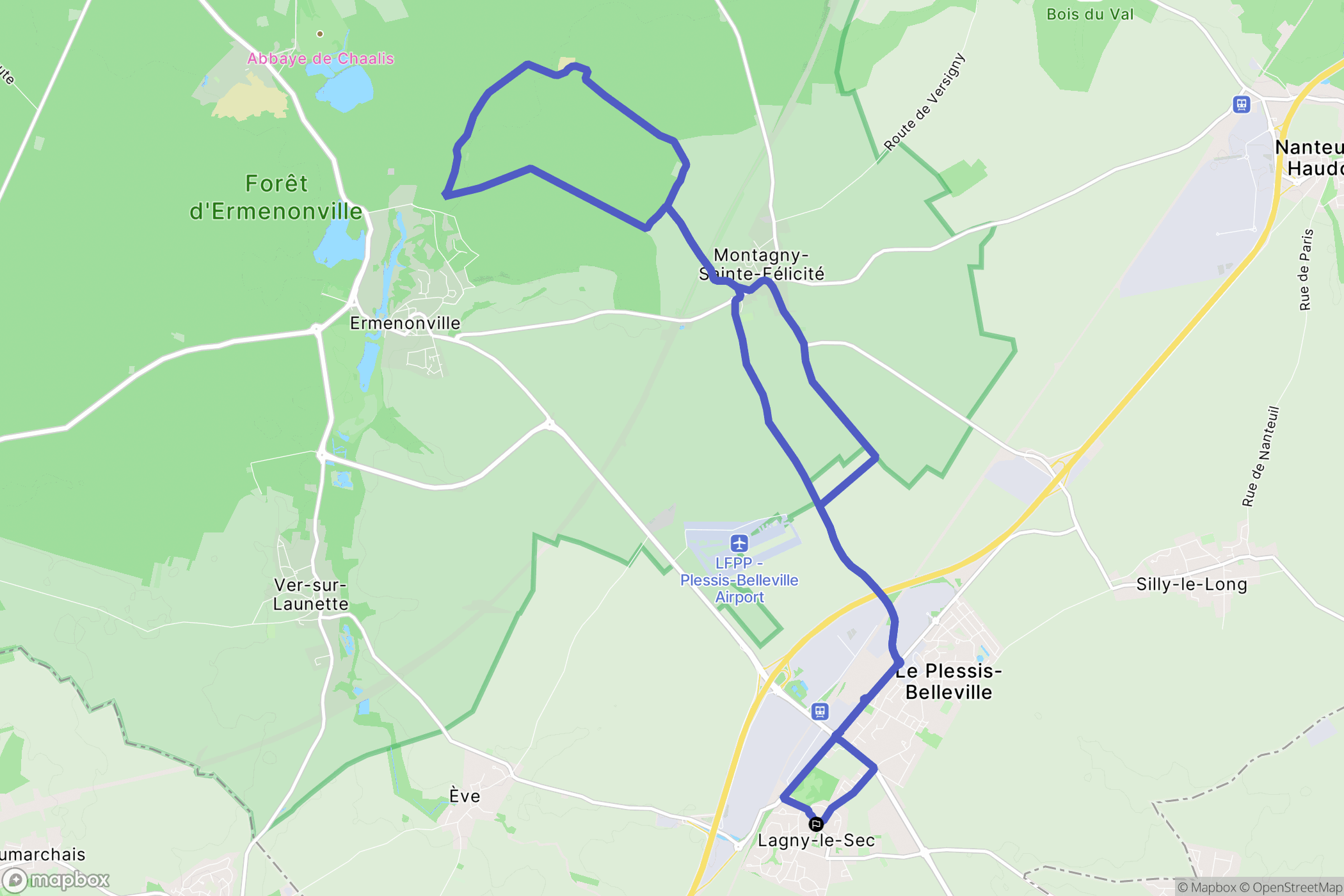 Lagny-le-Sec : carte du parcours de randonnée - France