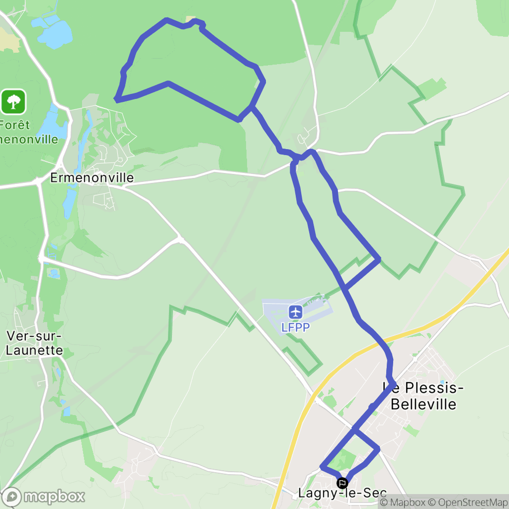 Lagny-le-Sec : carte du parcours de randonnée - France
