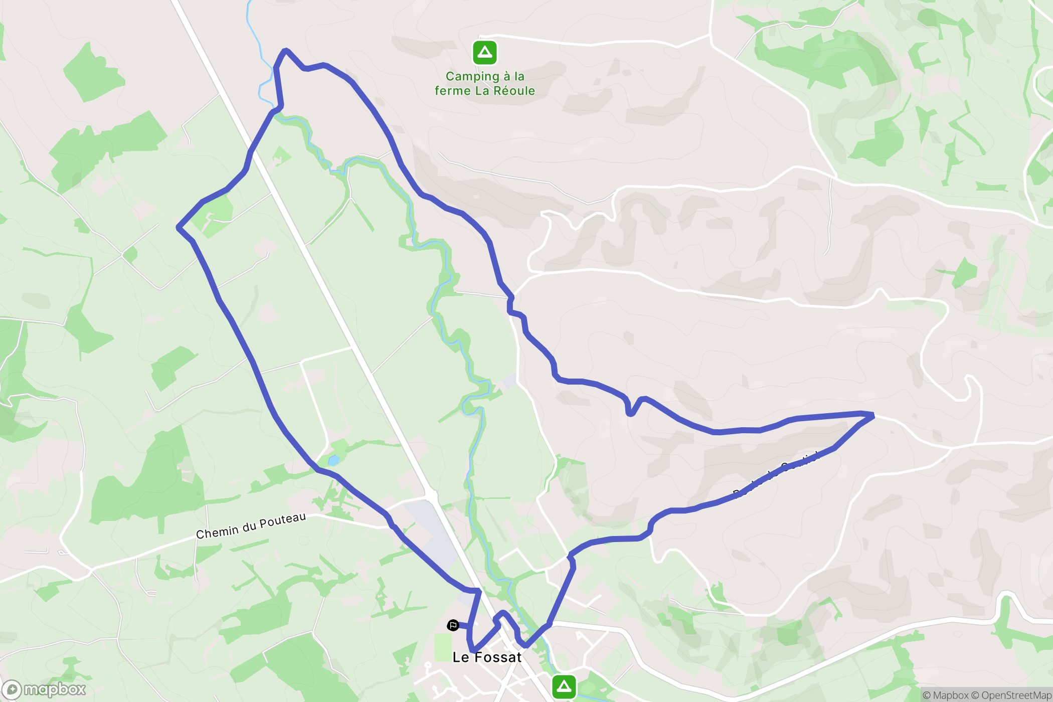 Le Fossat : carte du parcours de randonnée - France