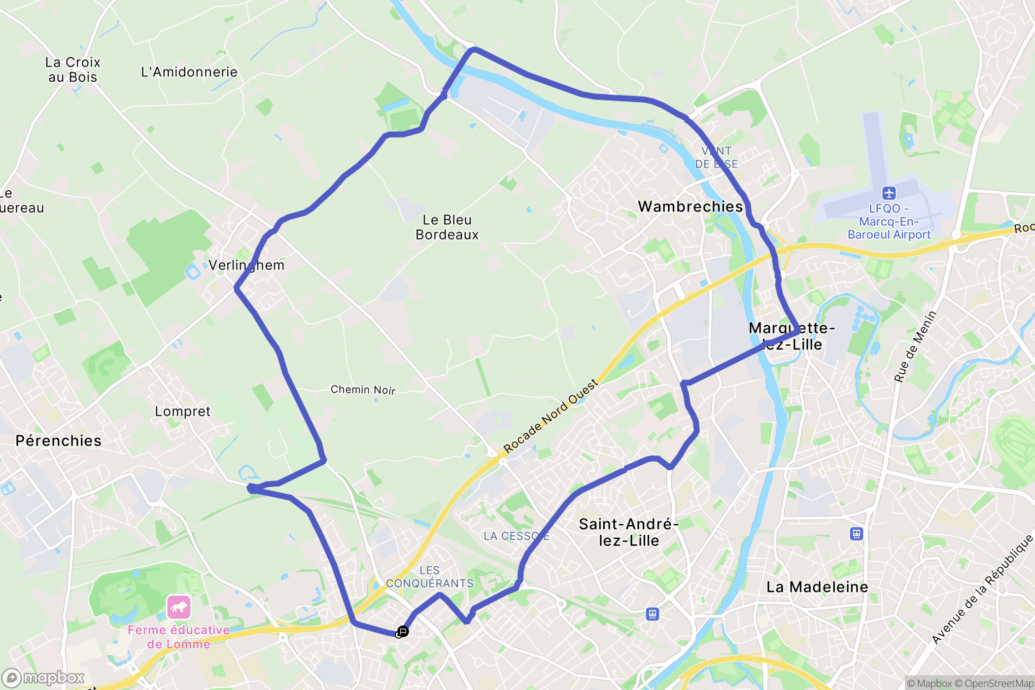Lambersart : carte du parcours de randonnée - France