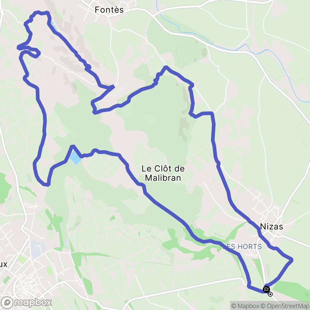 Nizas : carte du parcours de randonnée - France