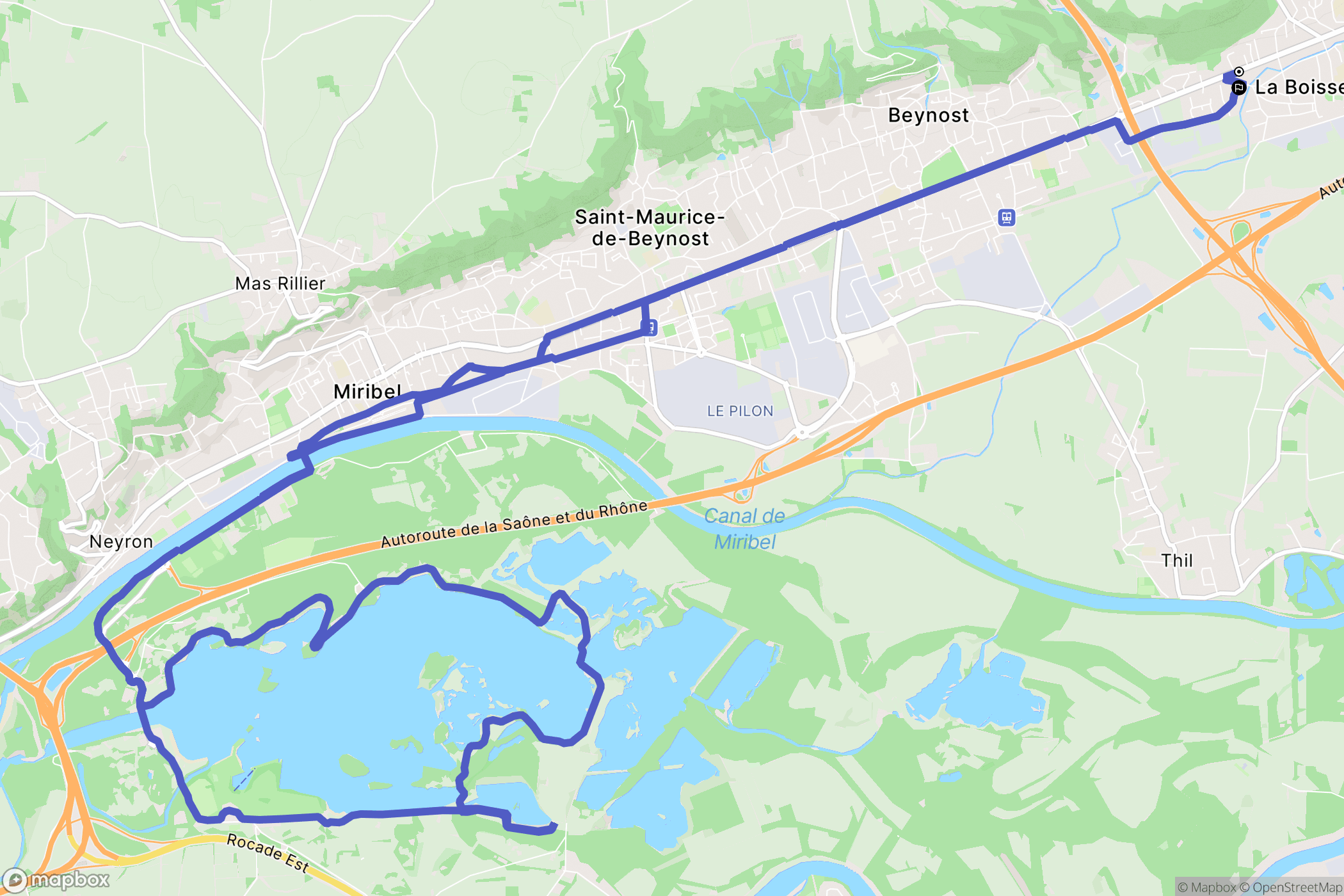 La Boisse : carte du parcours de randonnée - France