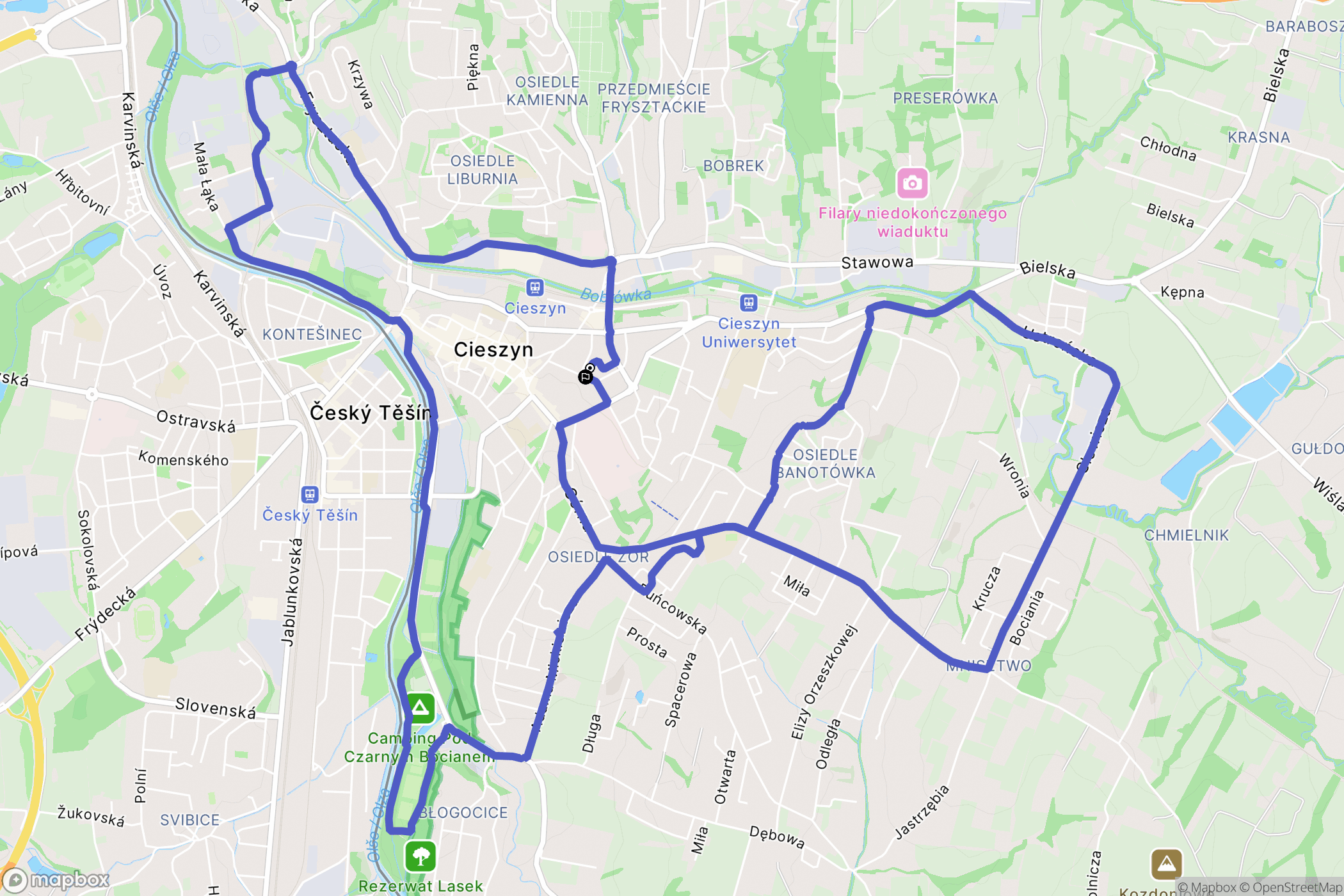 Cieszyn: mapa trasy - Poland