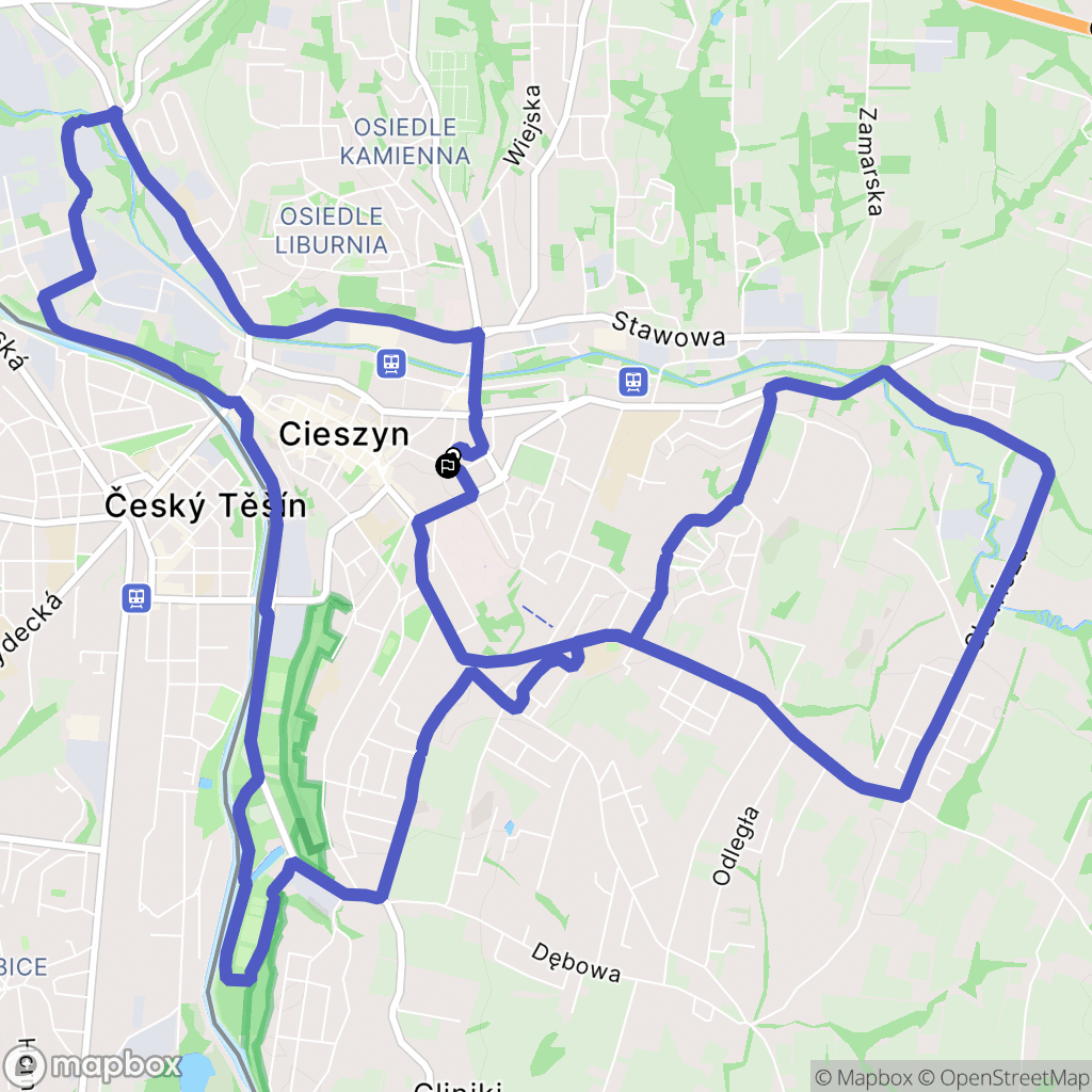 Cieszyn: mapa trasy - Poland