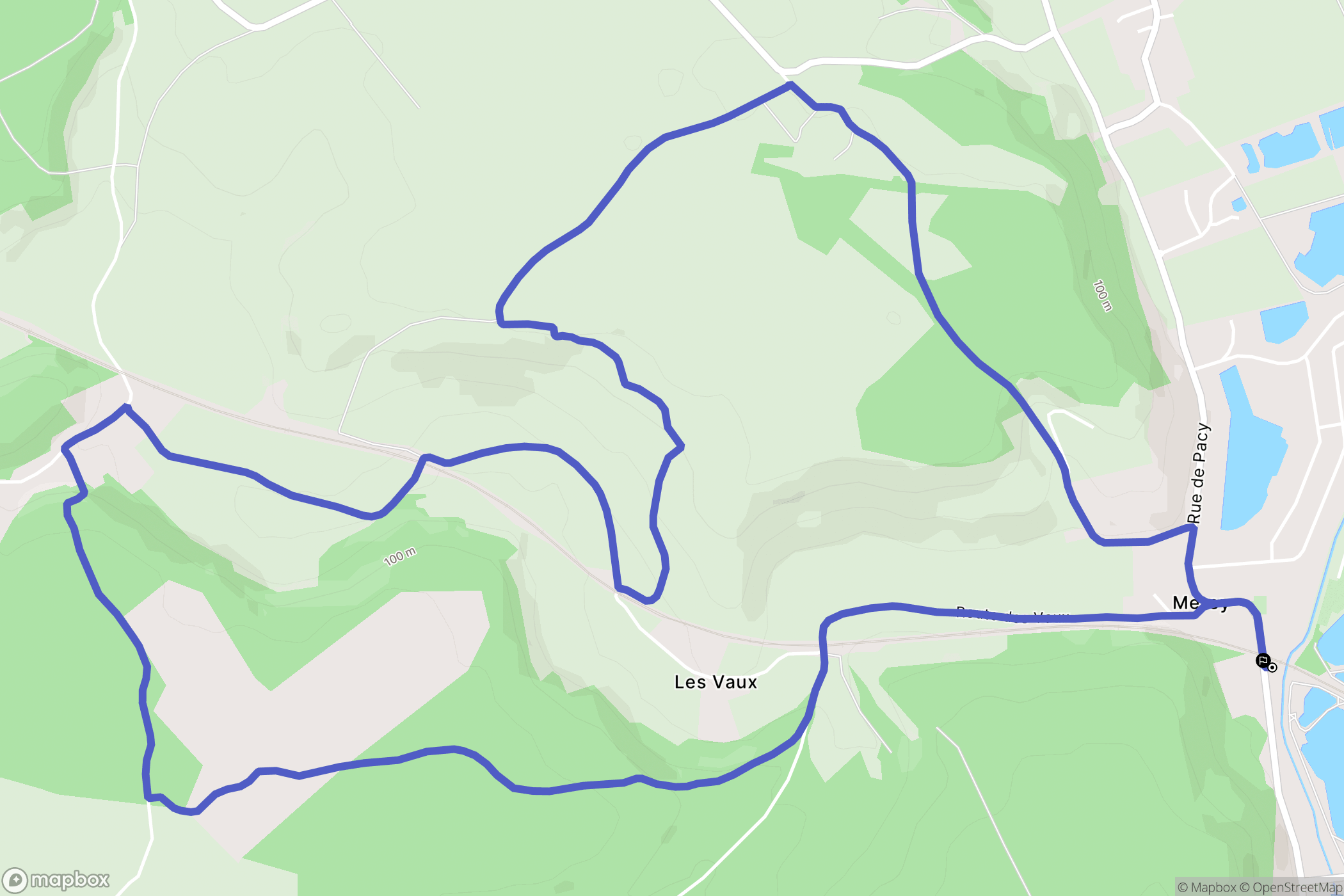 Merey : carte du parcours de randonnée - France