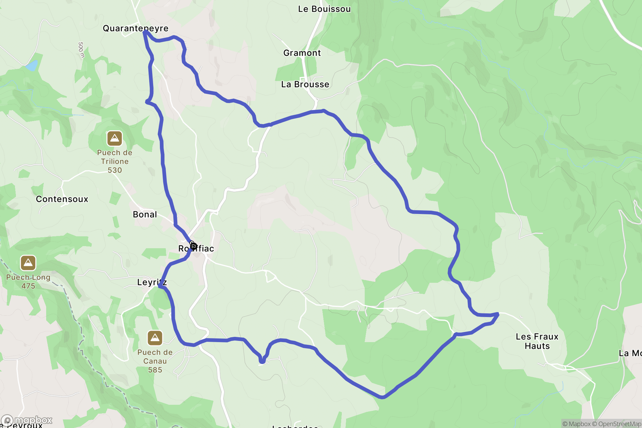 Rouffiac : carte du parcours de randonnée - France