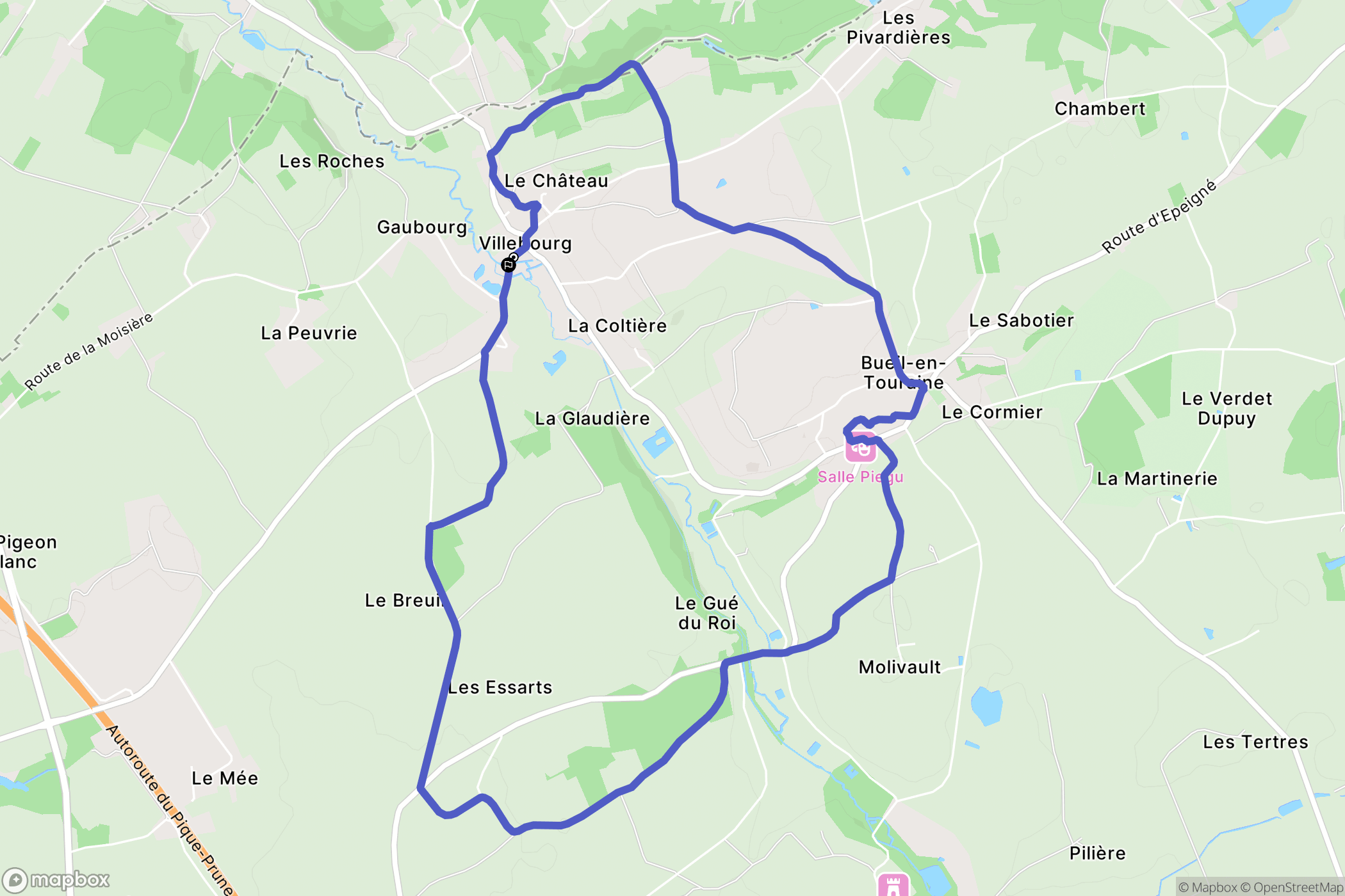 Villebourg : carte du parcours de randonnée - France
