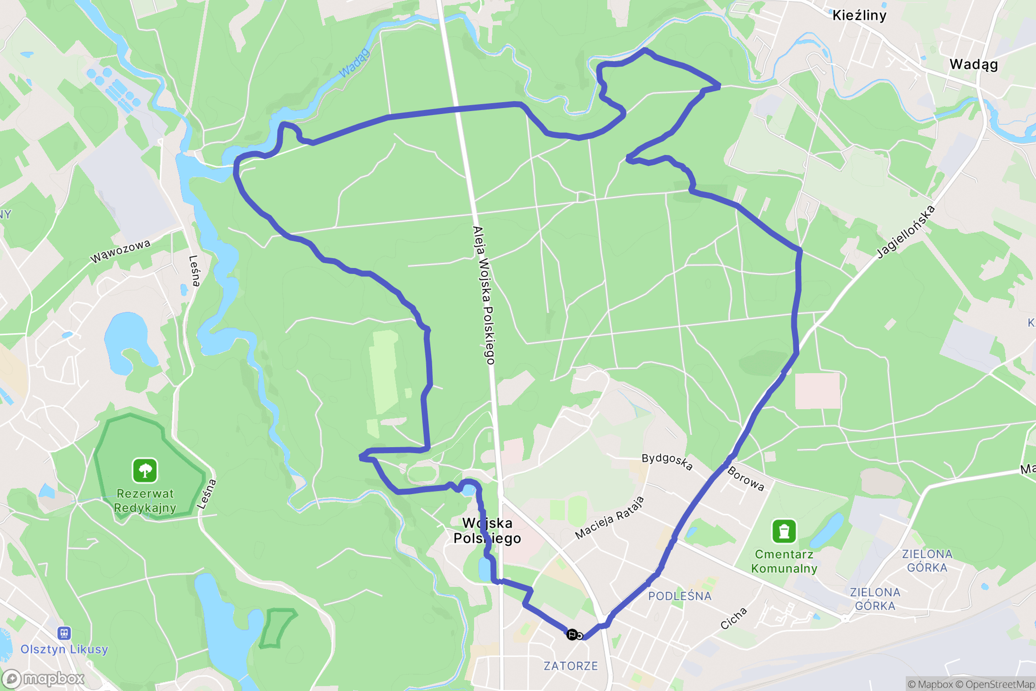Olsztyn: mapa trasy - Poland
