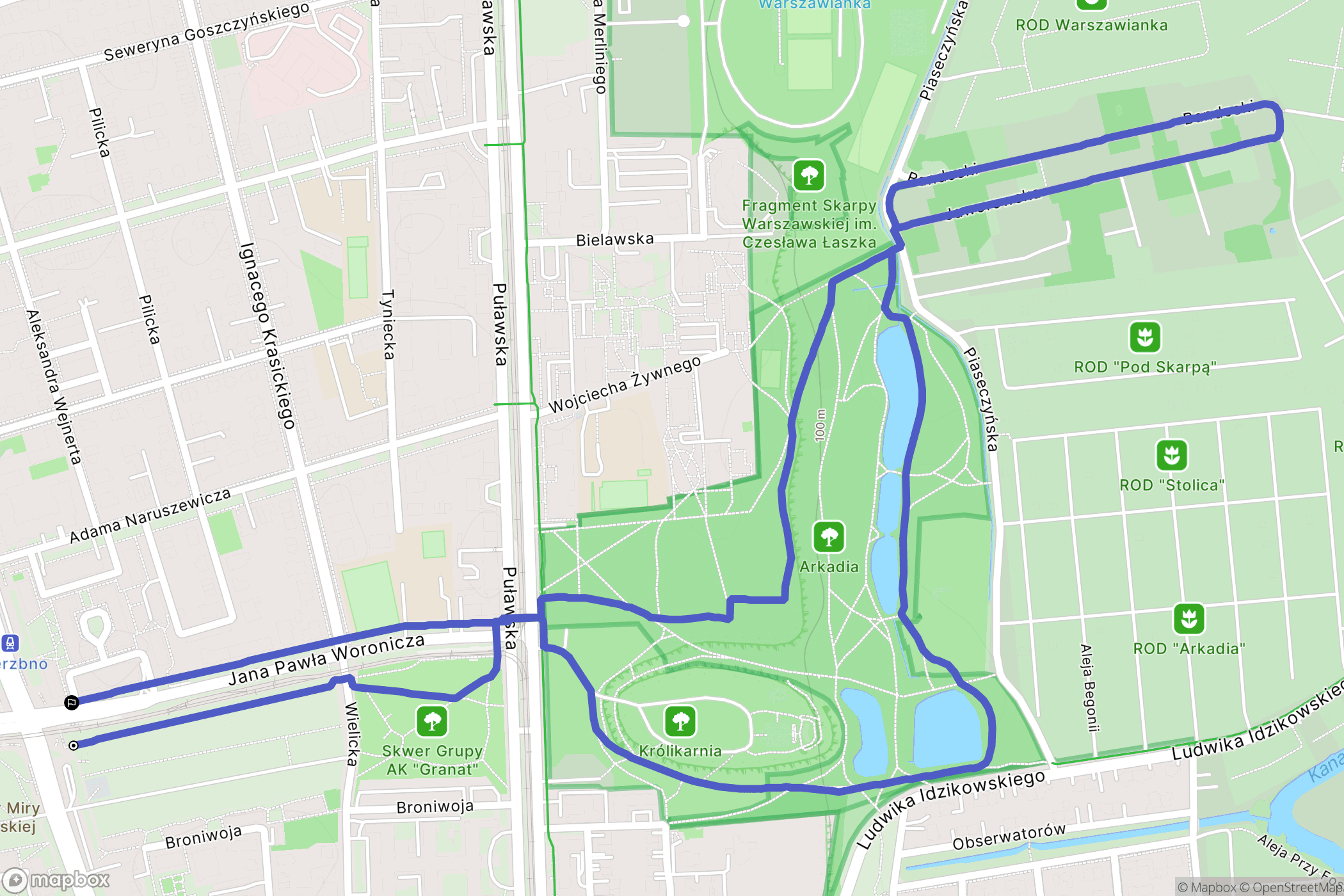 Warszawa: mapa trasy - Poland