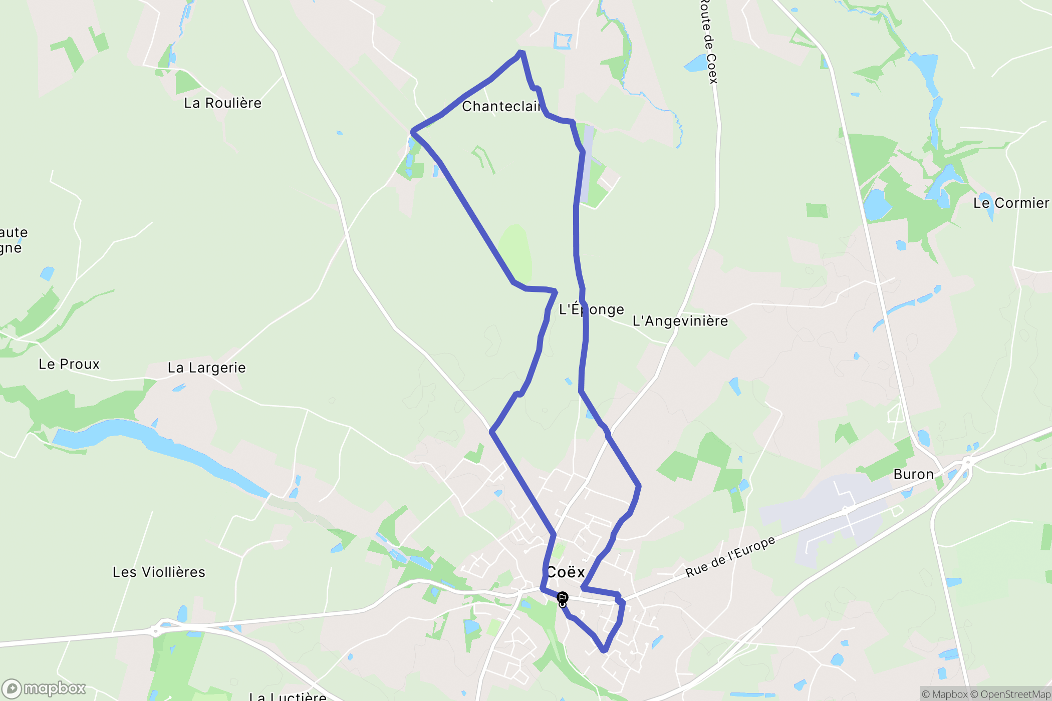 Coëx : carte du parcours de randonnée - France