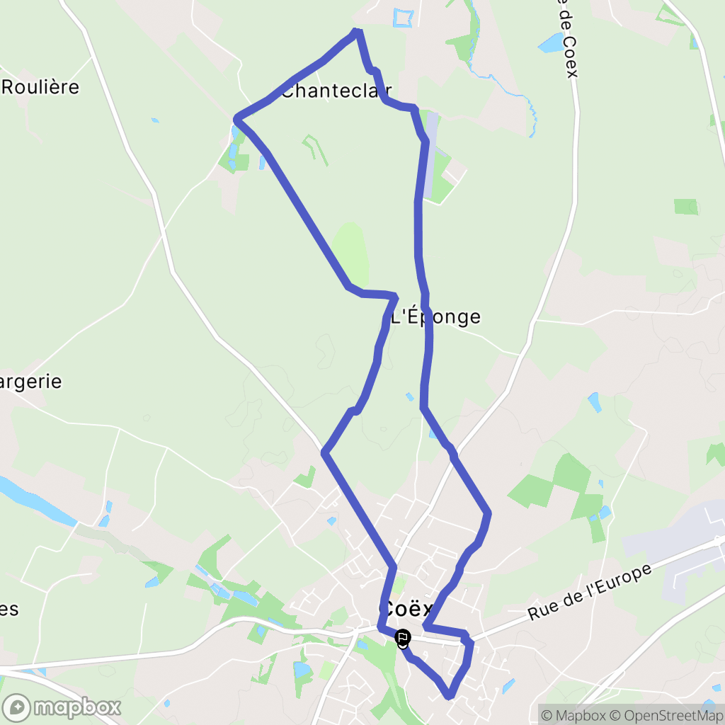 Coëx : carte du parcours de randonnée - France