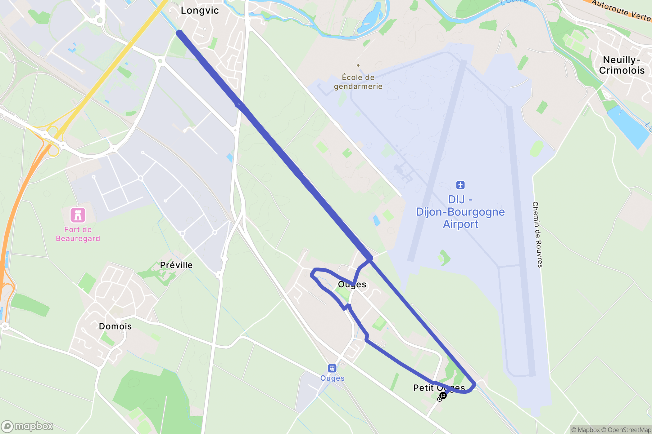 Ouges : carte du parcours de randonnée - France