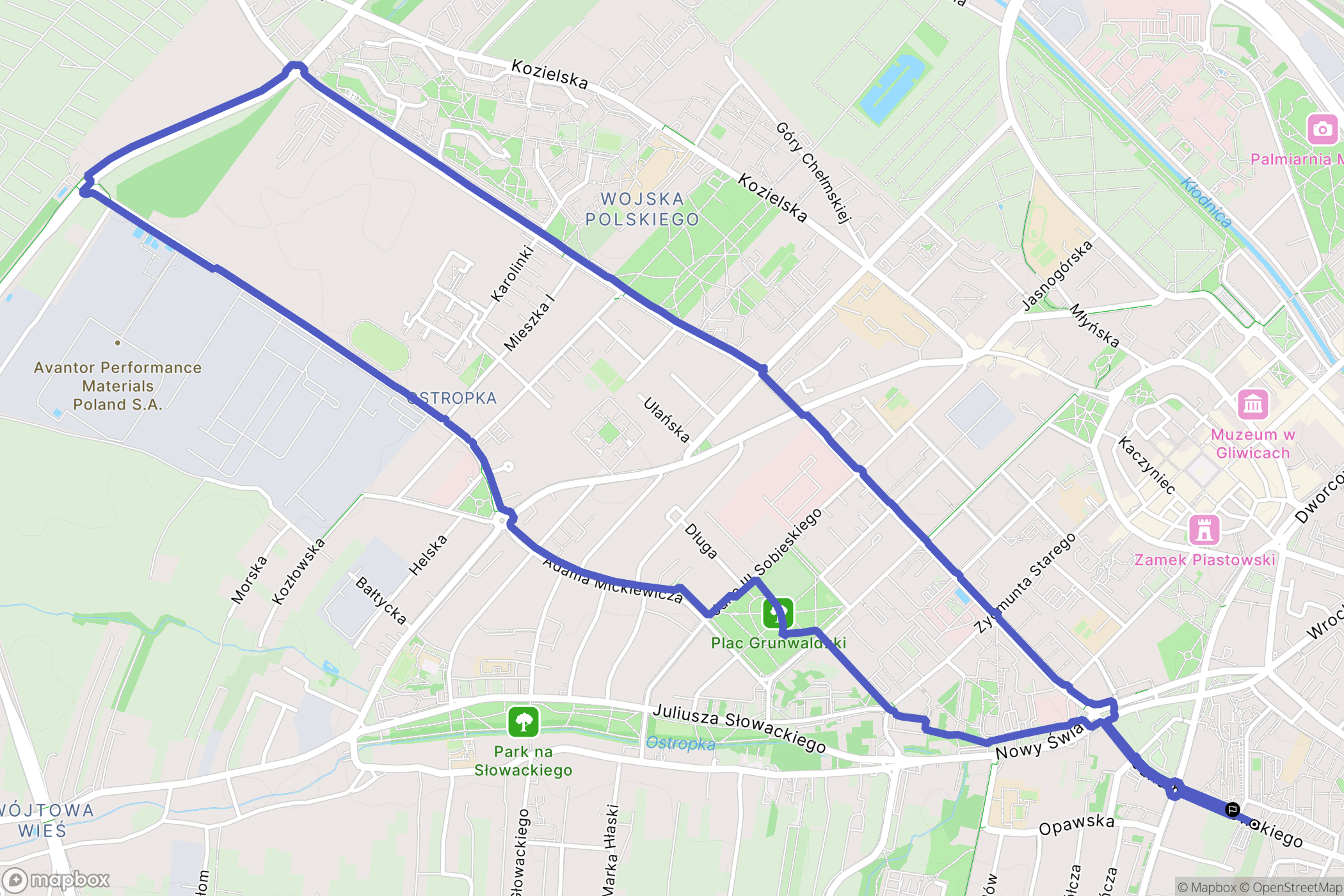Gliwice: mapa trasy - Poland