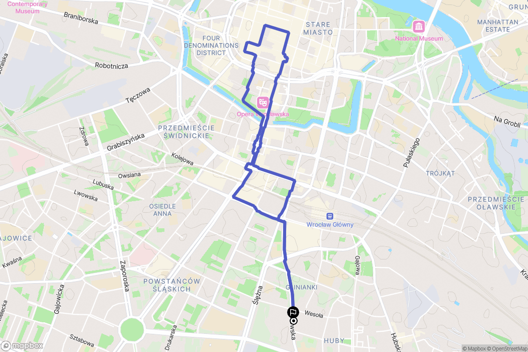 Wrocław: mapa trasy - Poland