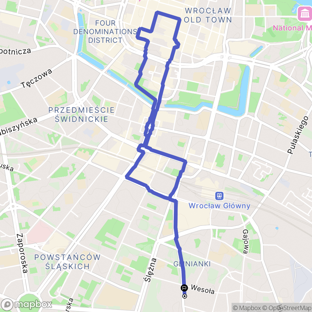 Wrocław: mapa trasy - Poland