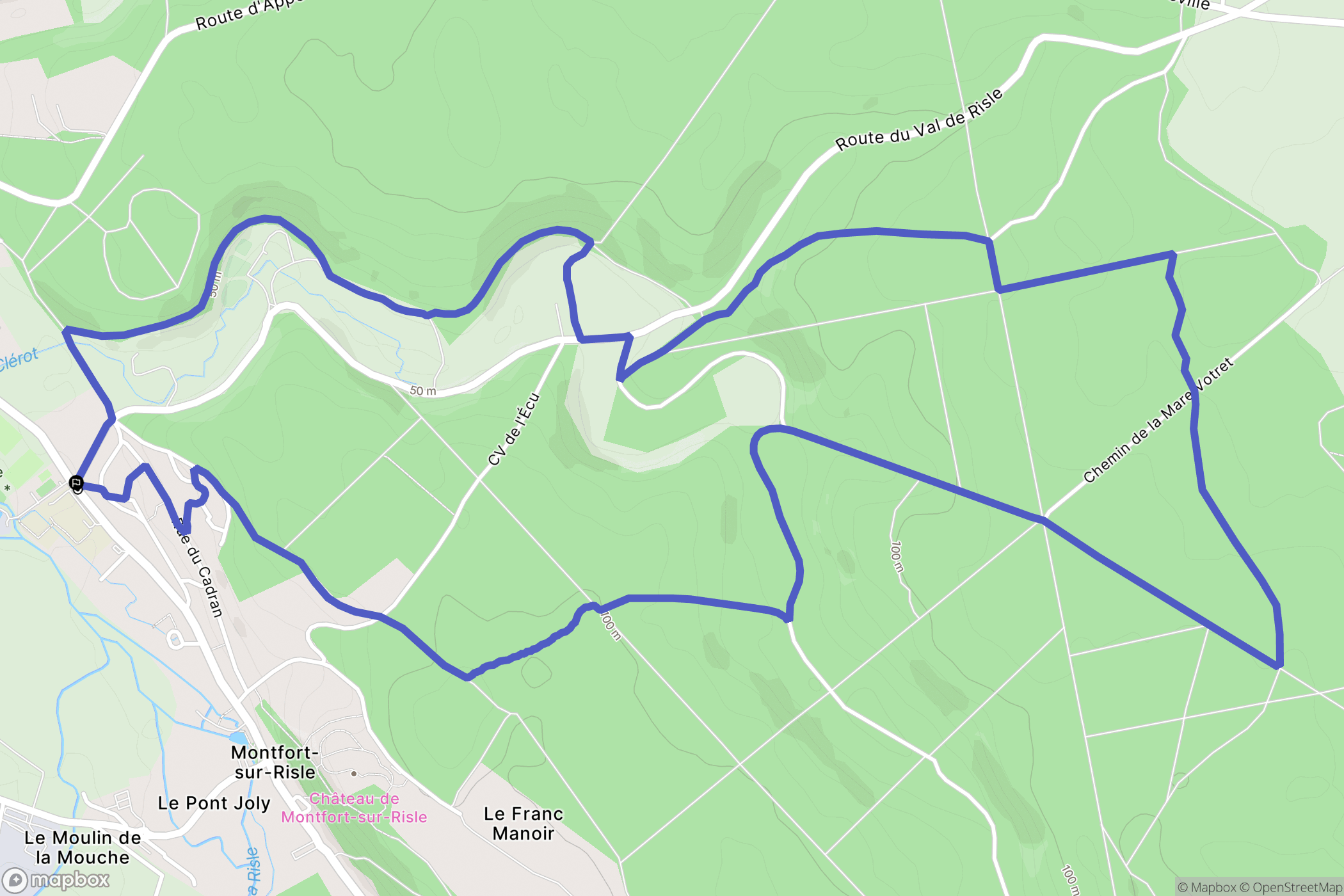 Montfort-sur-Risle : carte du parcours de randonnée - France