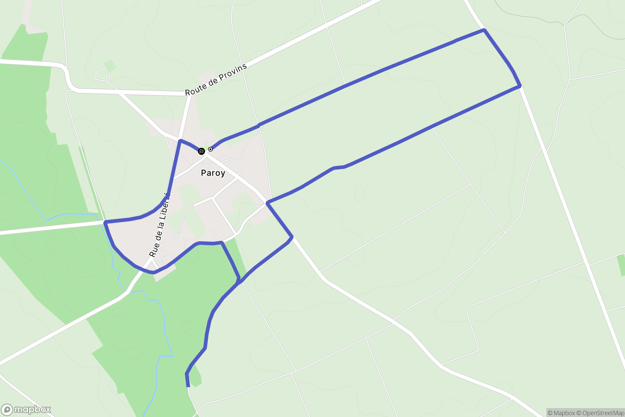 Paroy : carte du parcours de randonnée - France