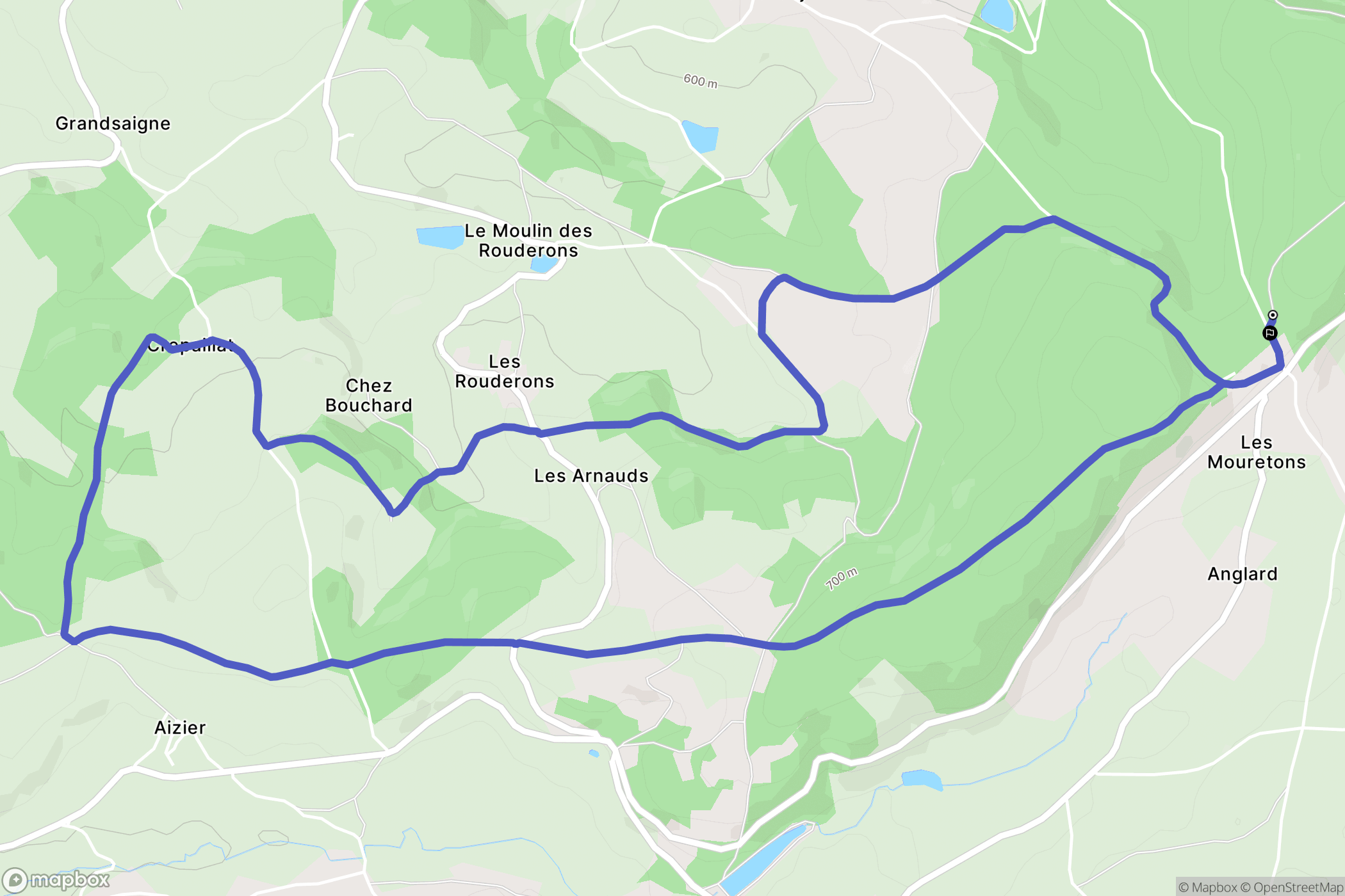 Youx : carte du parcours de randonnée - France