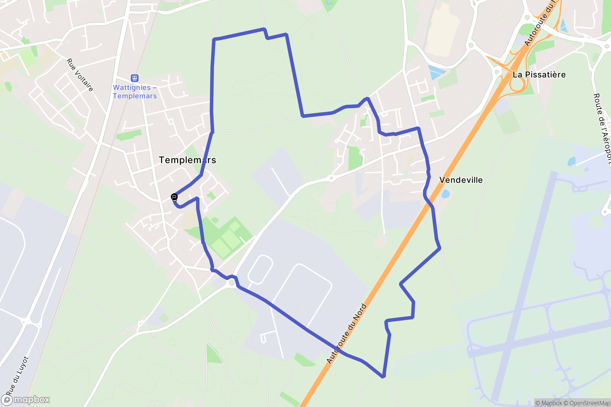 Templemars : carte du parcours de randonnée - France