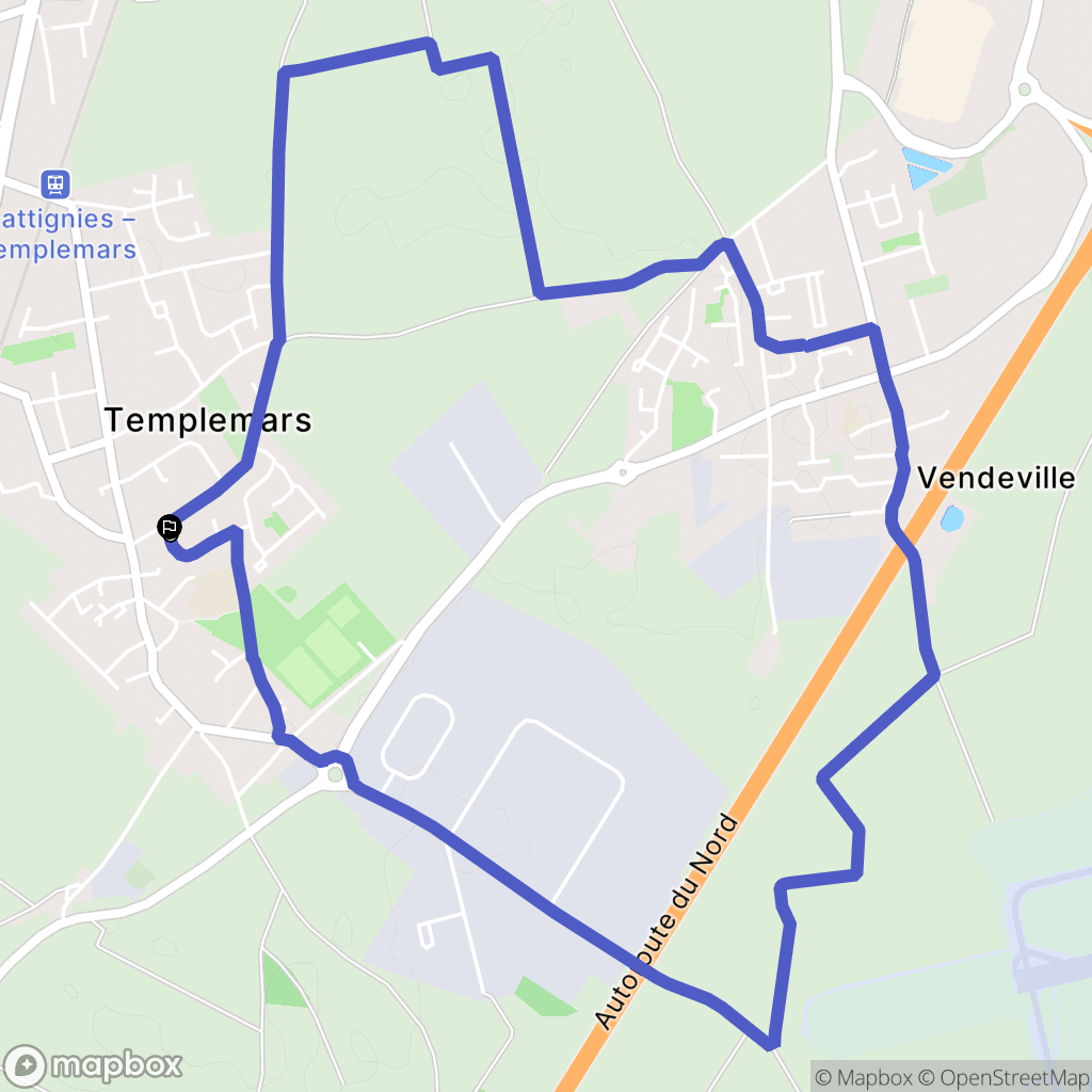 Templemars : carte du parcours de randonnée - France