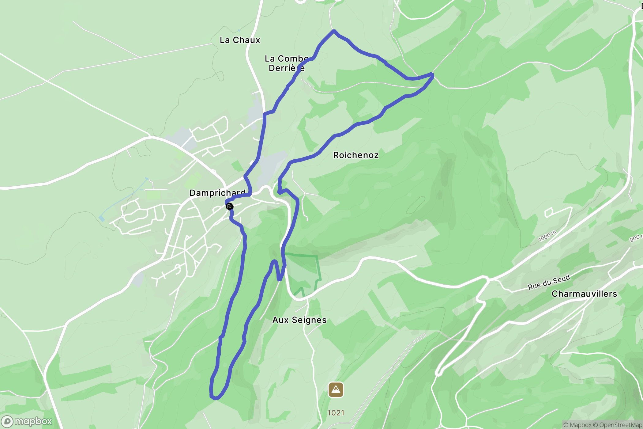 Damprichard : carte du parcours de randonnée - France