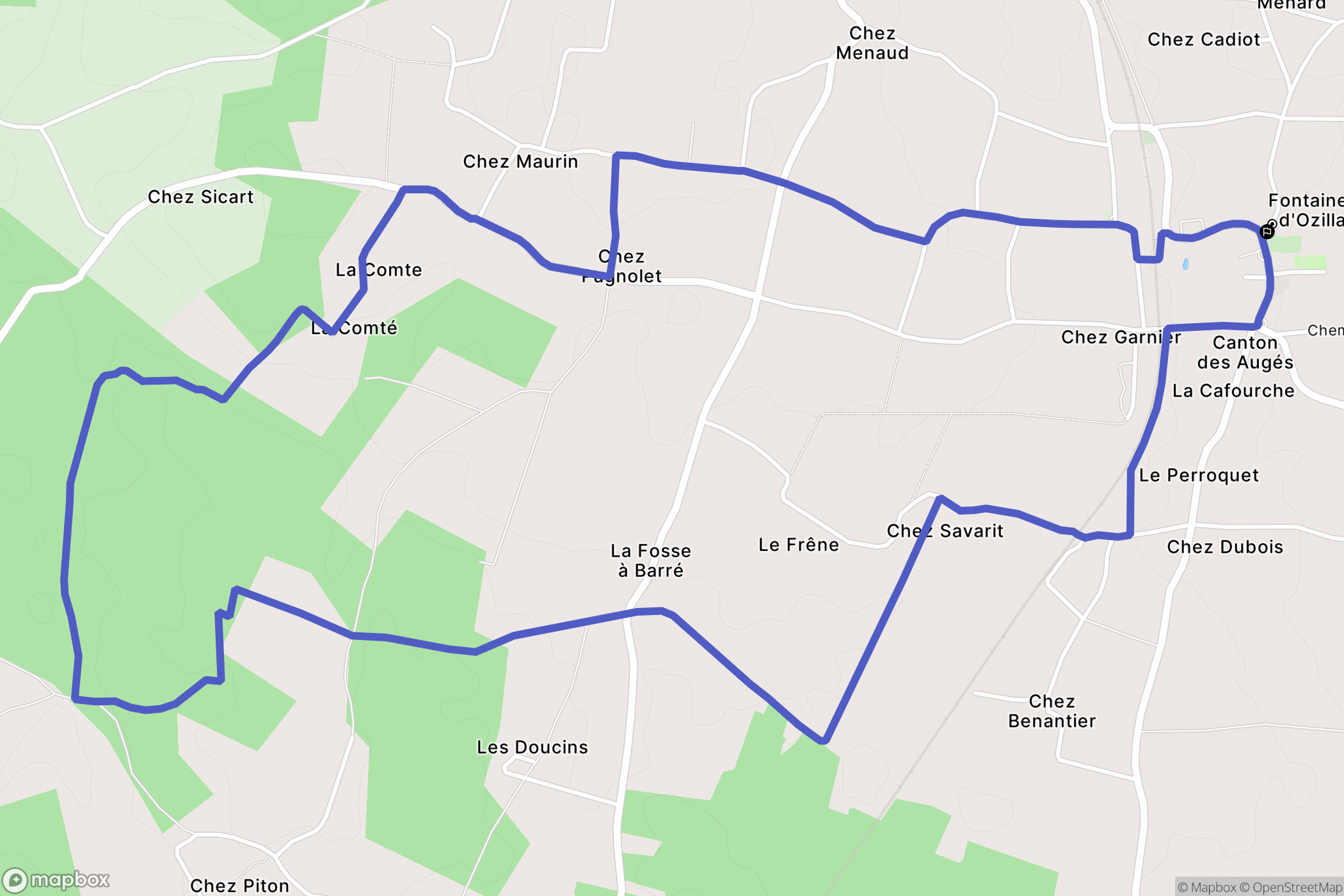 Fontaines-d'Ozillac : carte du parcours de randonnée - France