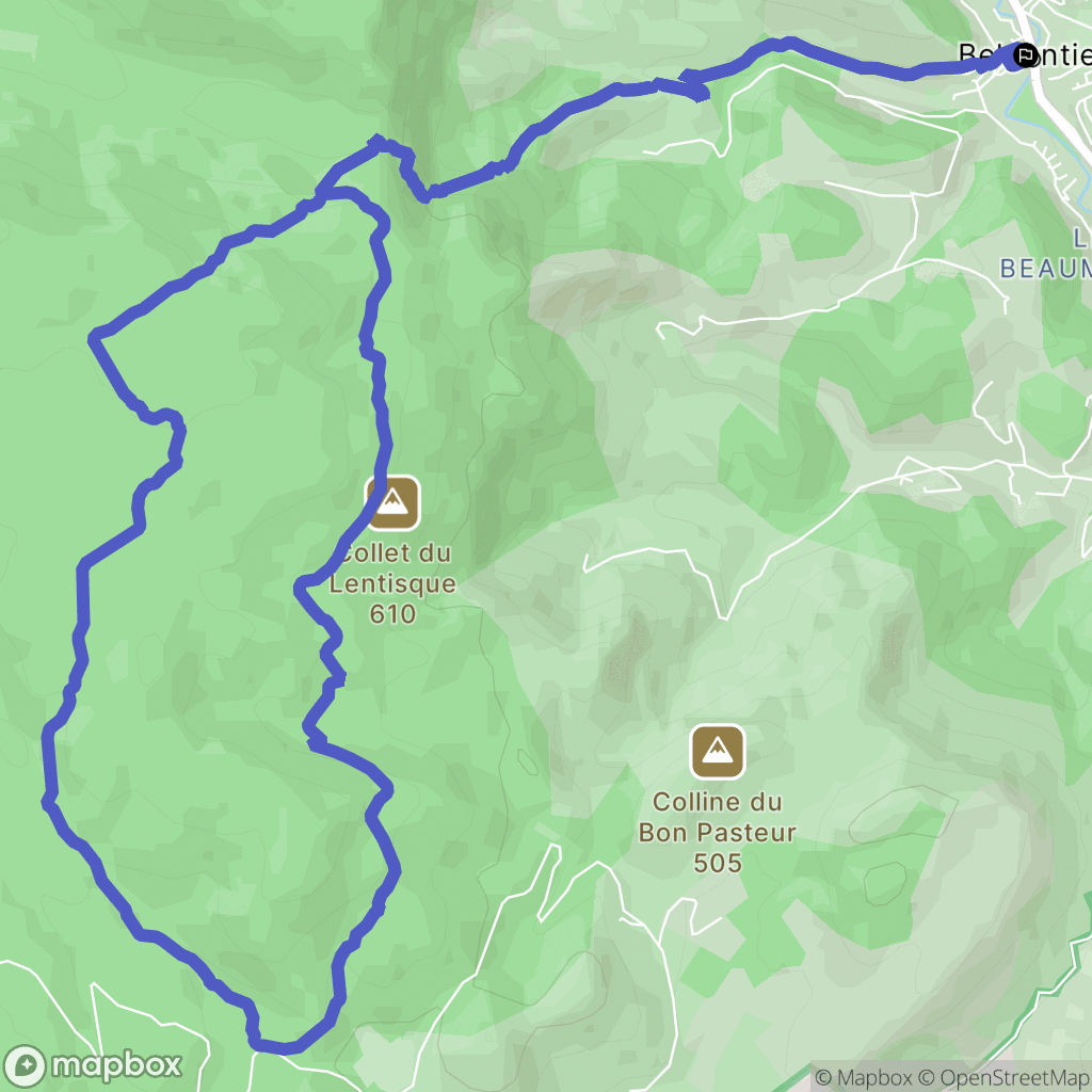 Belgentier : carte du parcours de randonnée - France