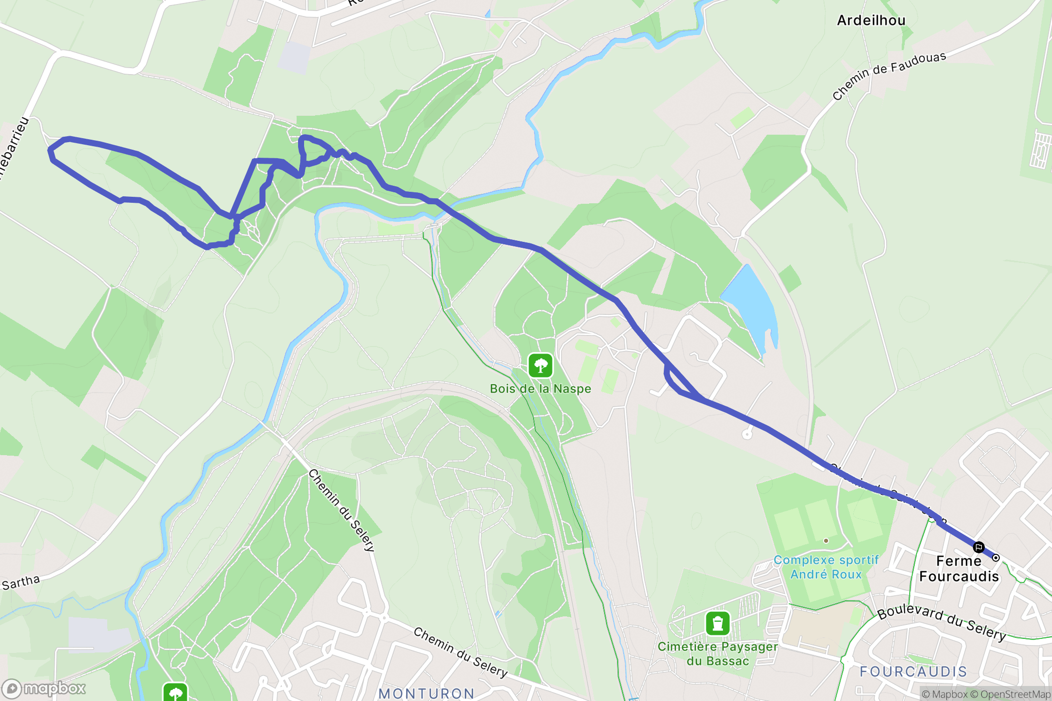 Colomiers : carte du parcours de randonnée - France