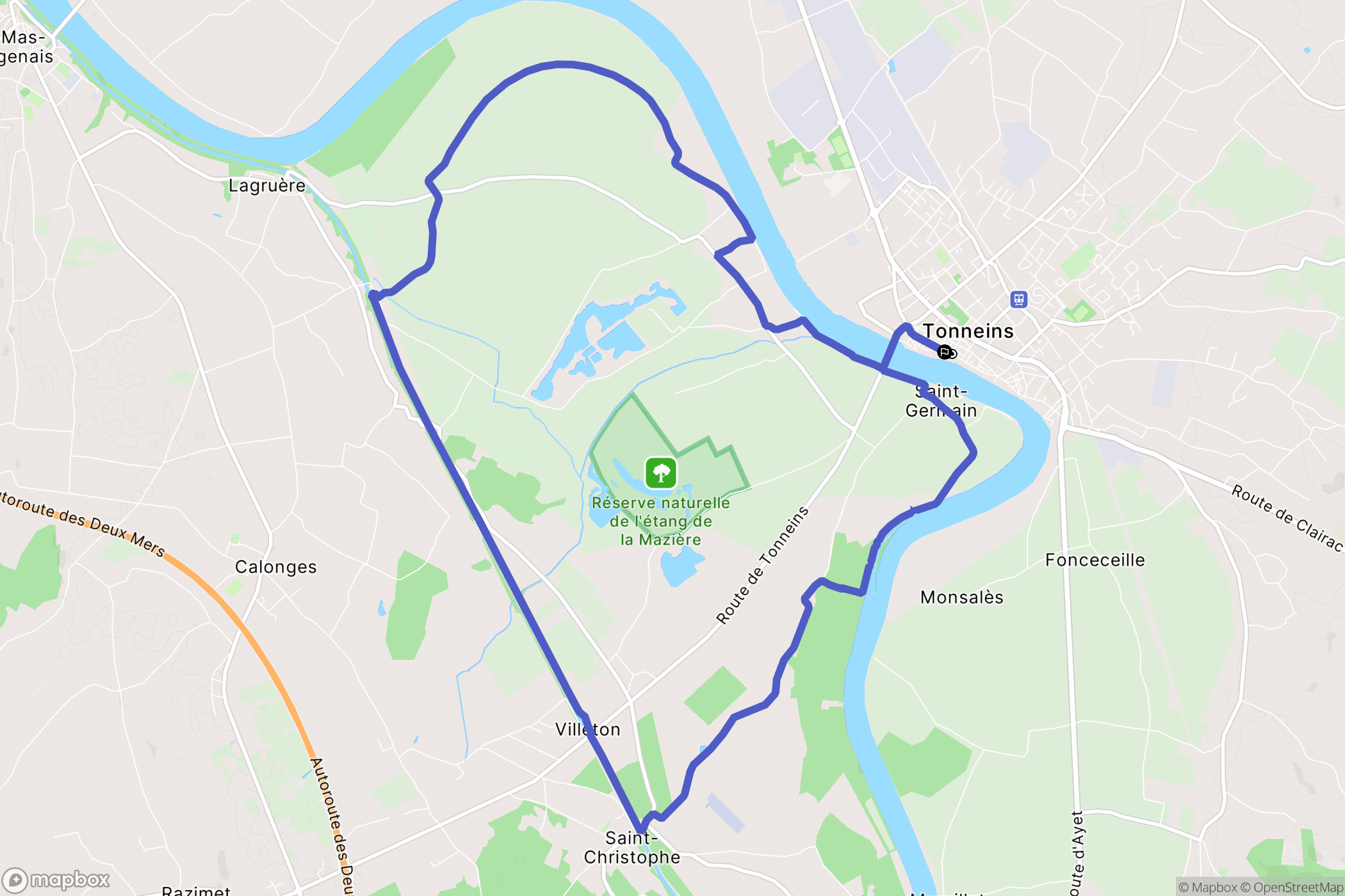 Tonneins : carte du parcours de randonnée - France