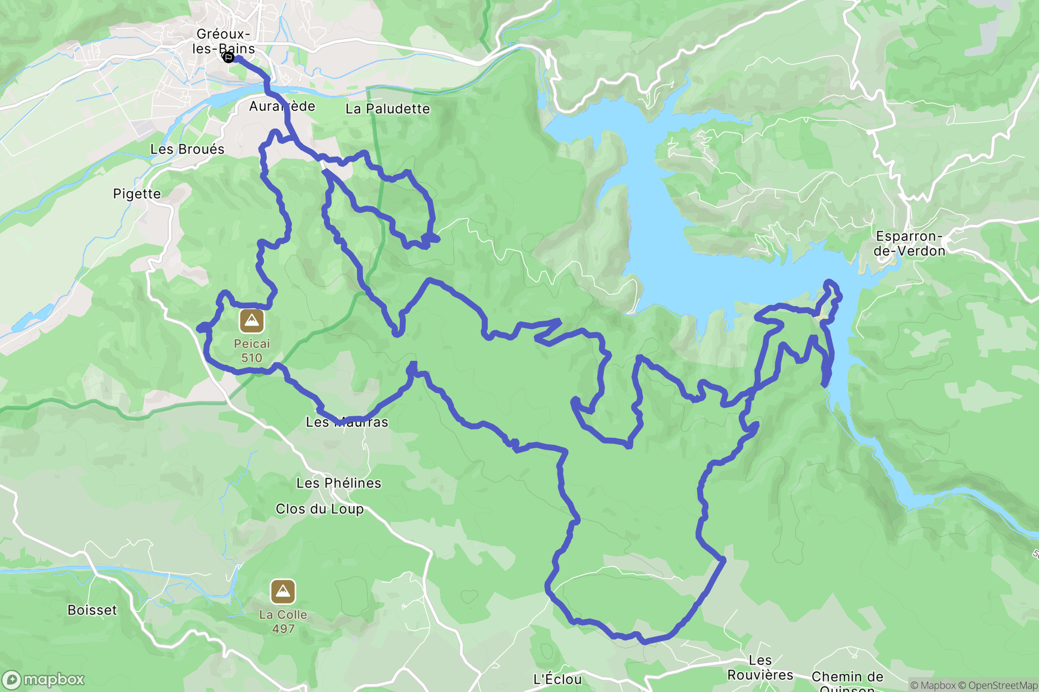 Gréoux-les-Bains : carte du parcours de randonnée - France