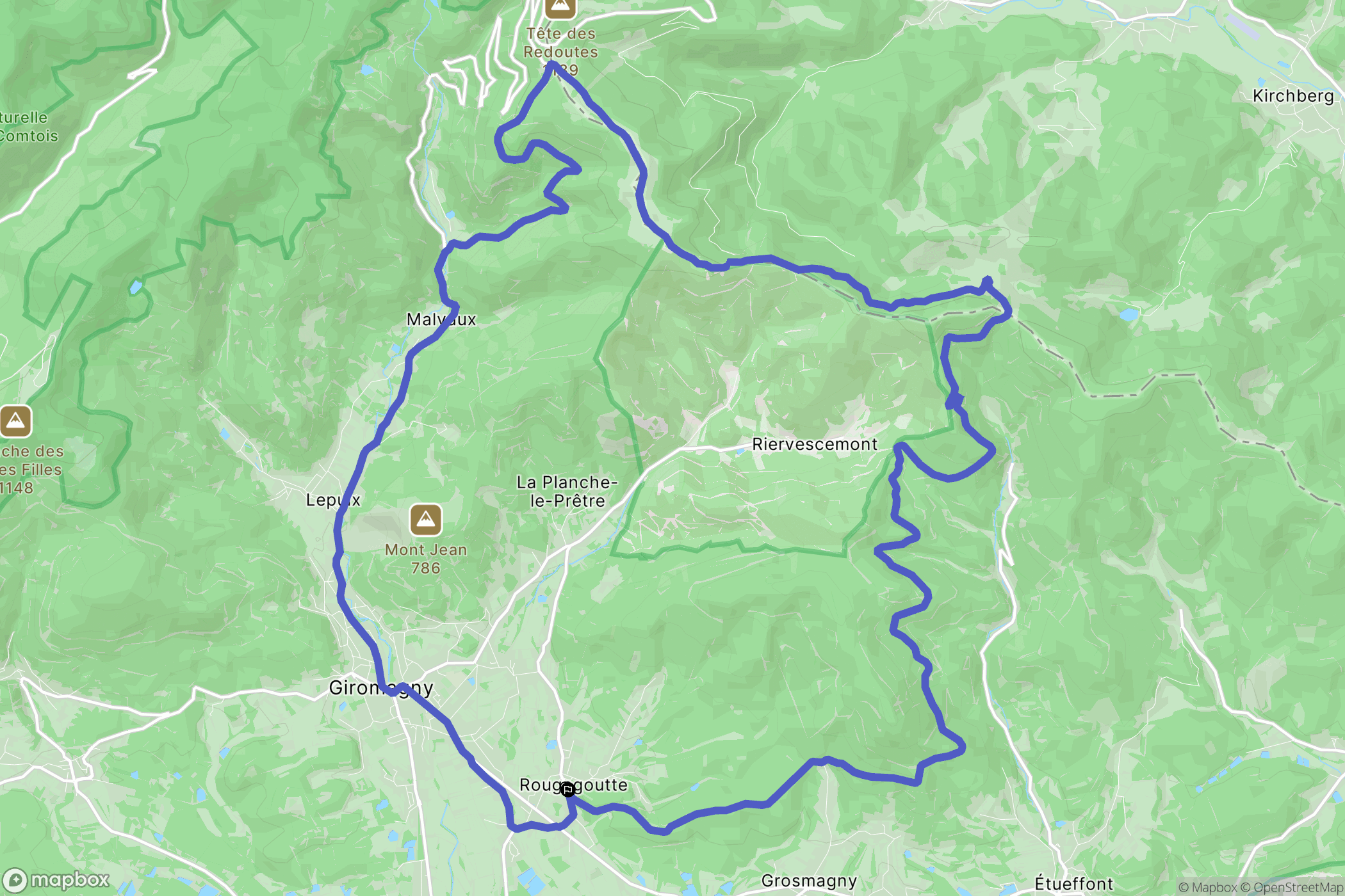 Rougegoutte : carte du parcours de randonnée - France