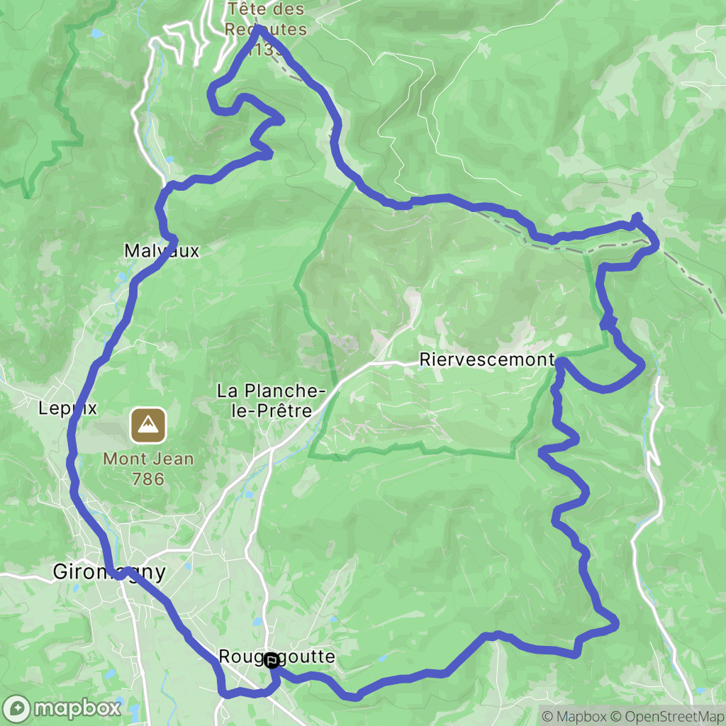 Rougegoutte : carte du parcours de randonnée - France