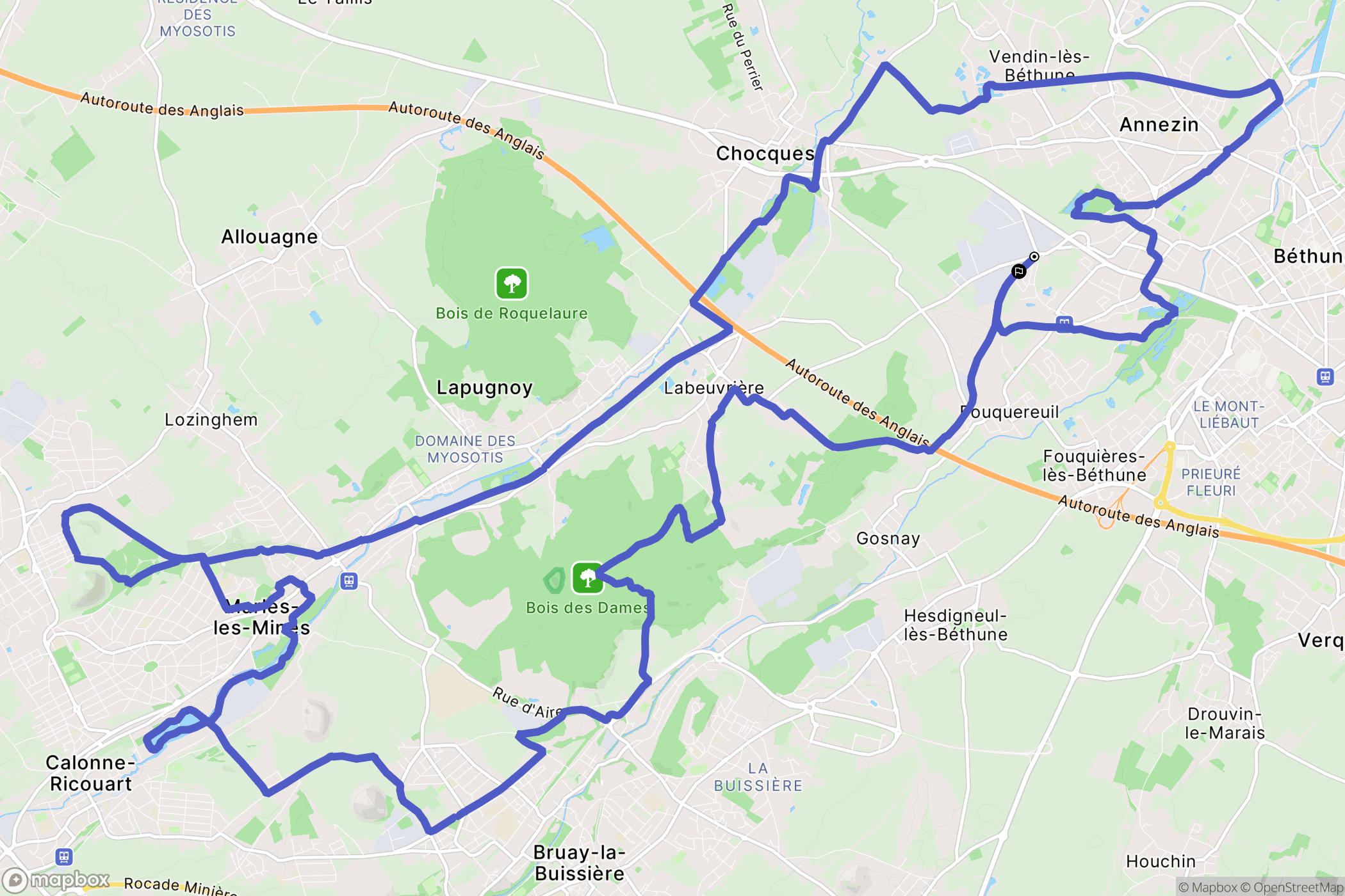 Annezin : carte du parcours de randonnée - France