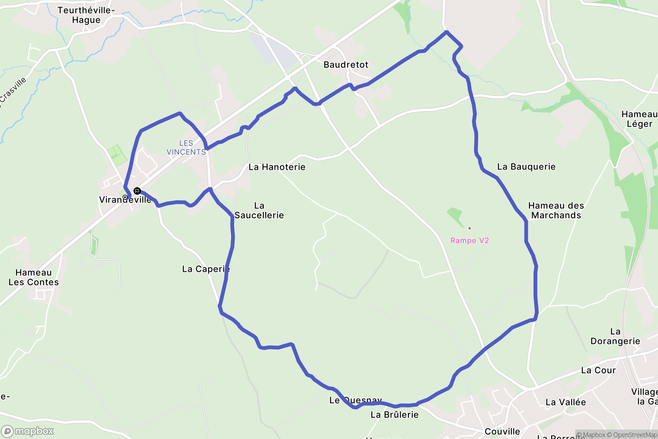 Virandeville : carte du parcours de randonnée - France