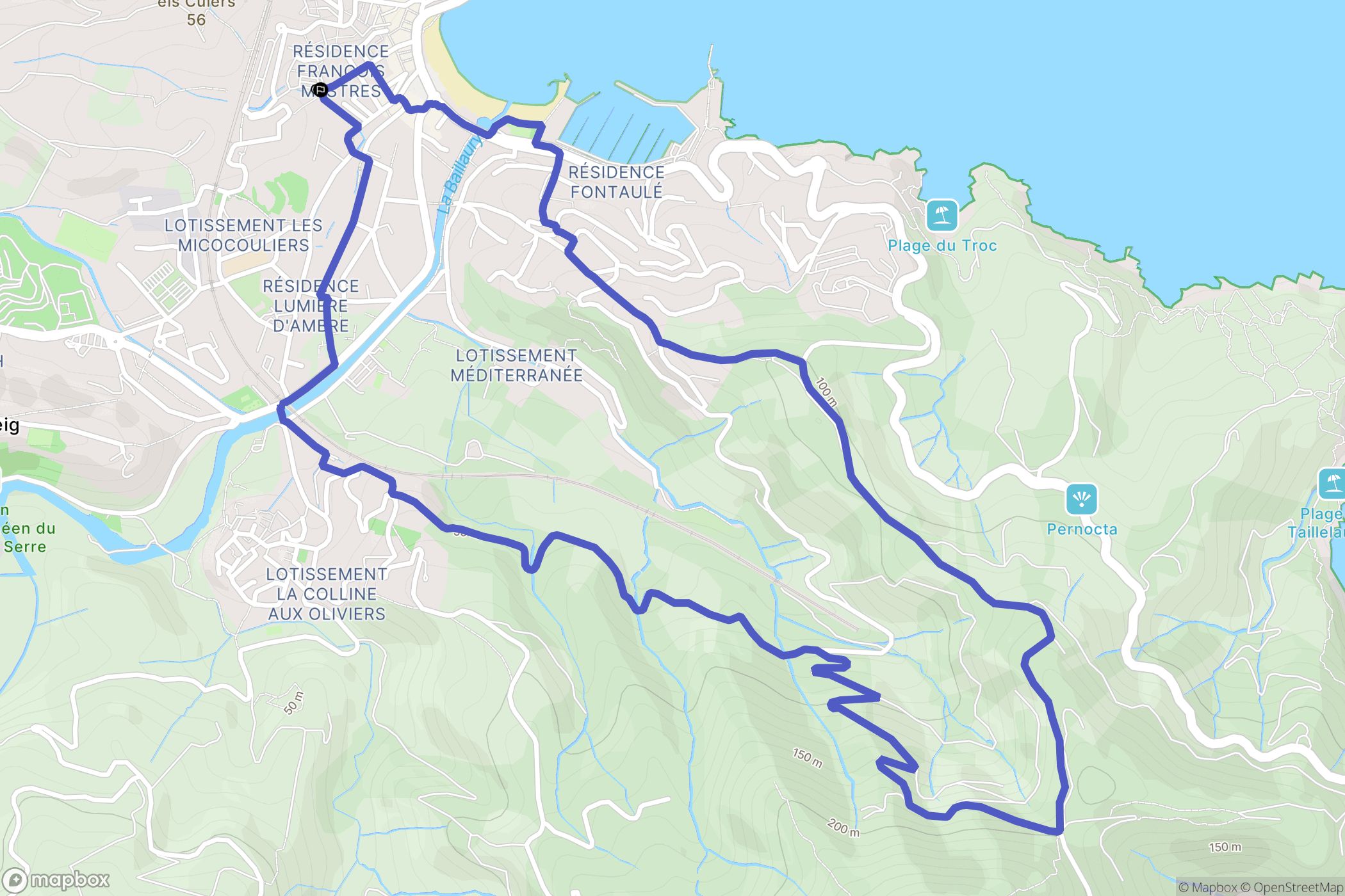 Banyuls-sur-Mer : carte du parcours de randonnée - France