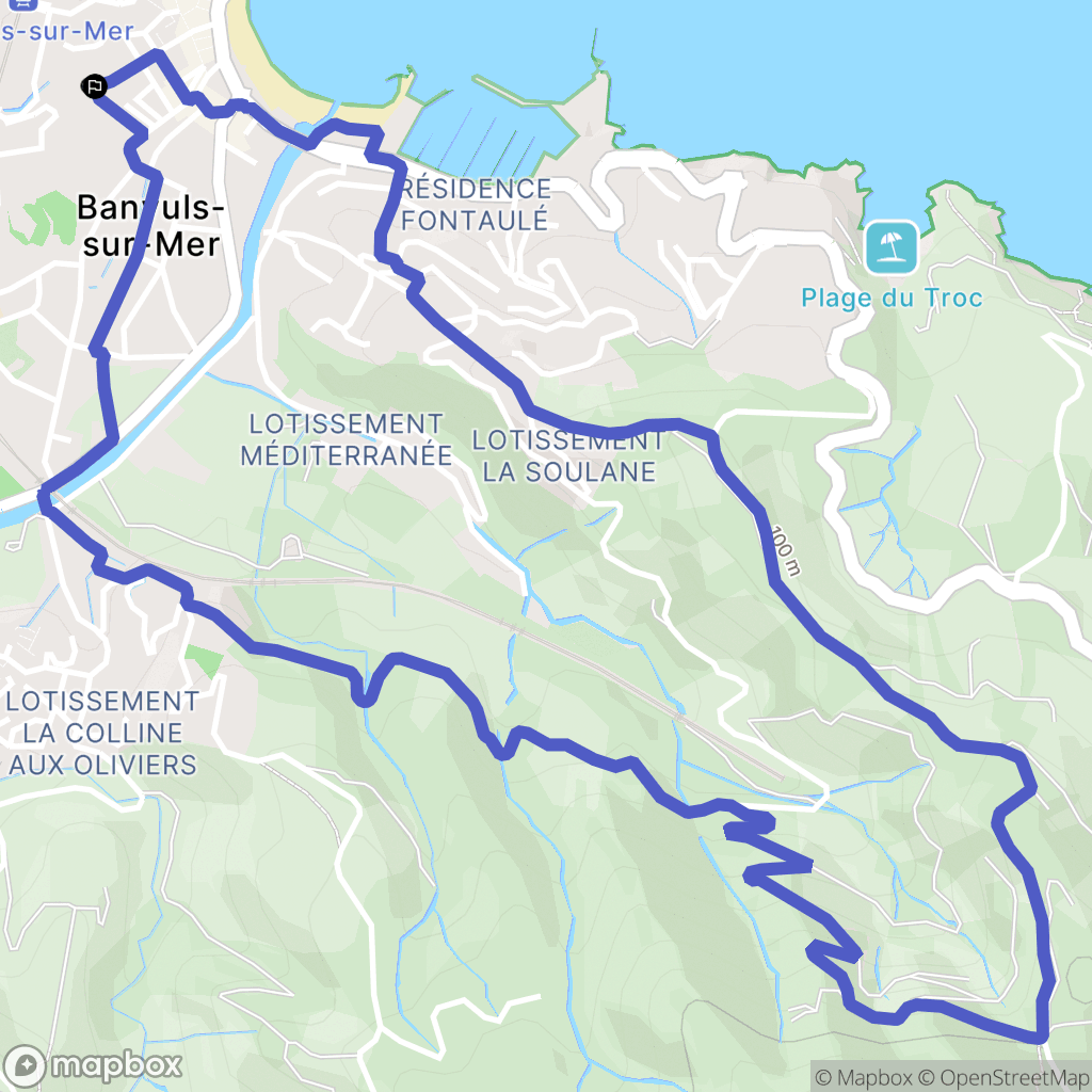 Banyuls-sur-Mer : carte du parcours de randonnée - France
