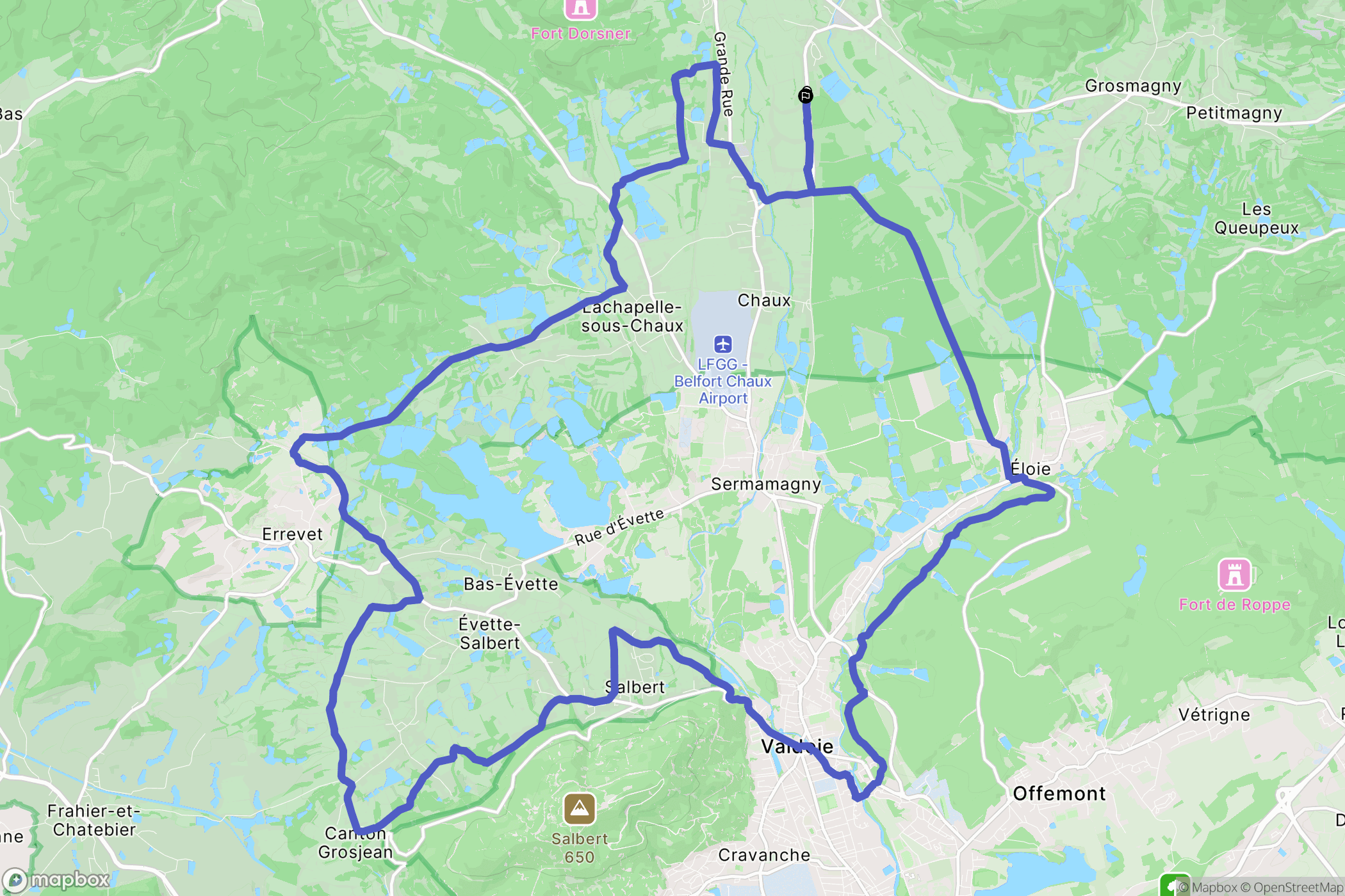 Rougegoutte : carte du parcours de randonnée - France
