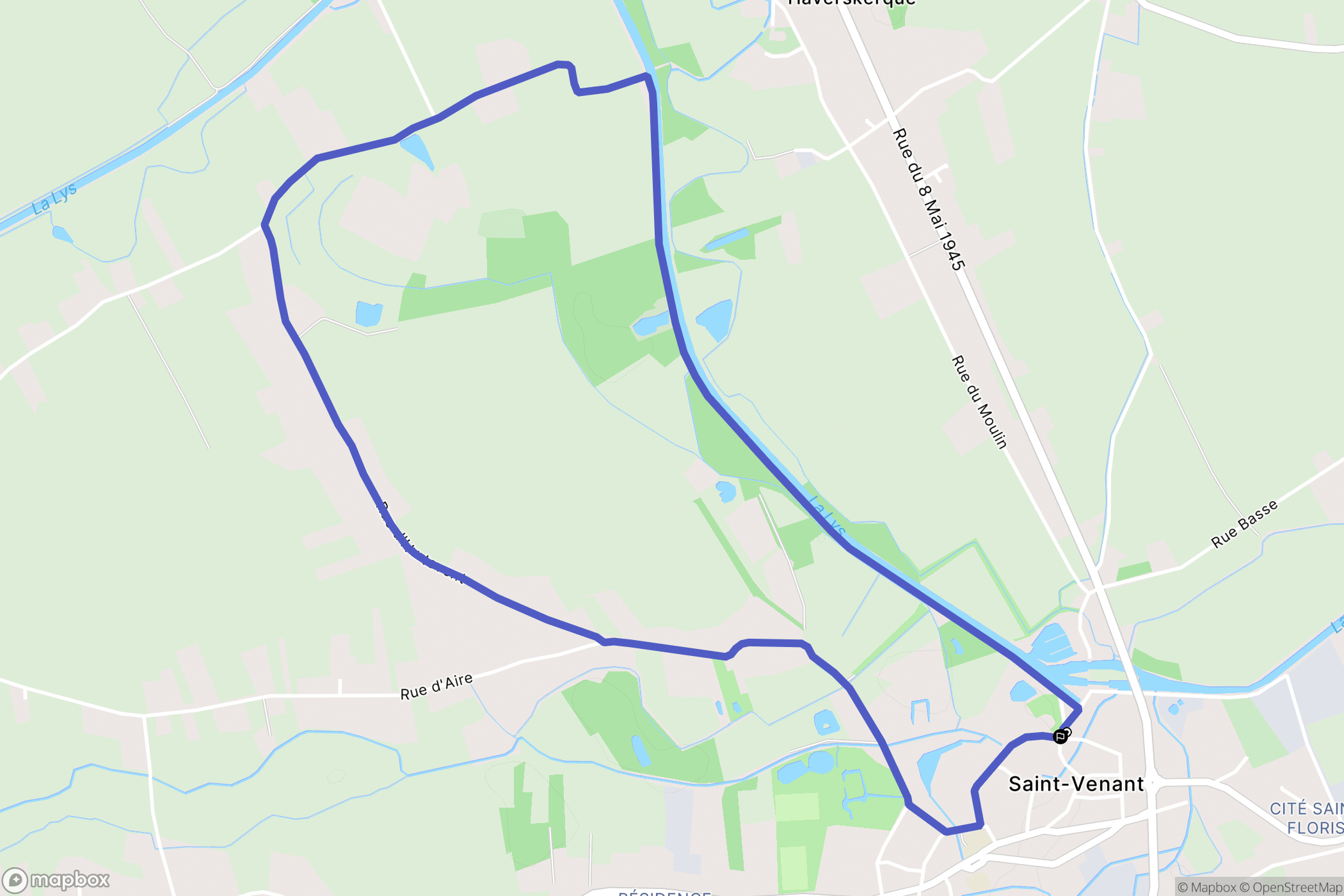 Saint-Venant : carte du parcours de randonnée - France