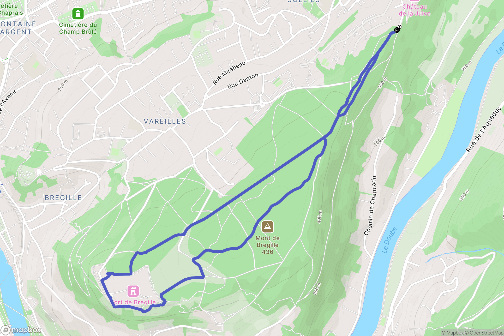 Chalezeule : carte du parcours de randonnée - France
