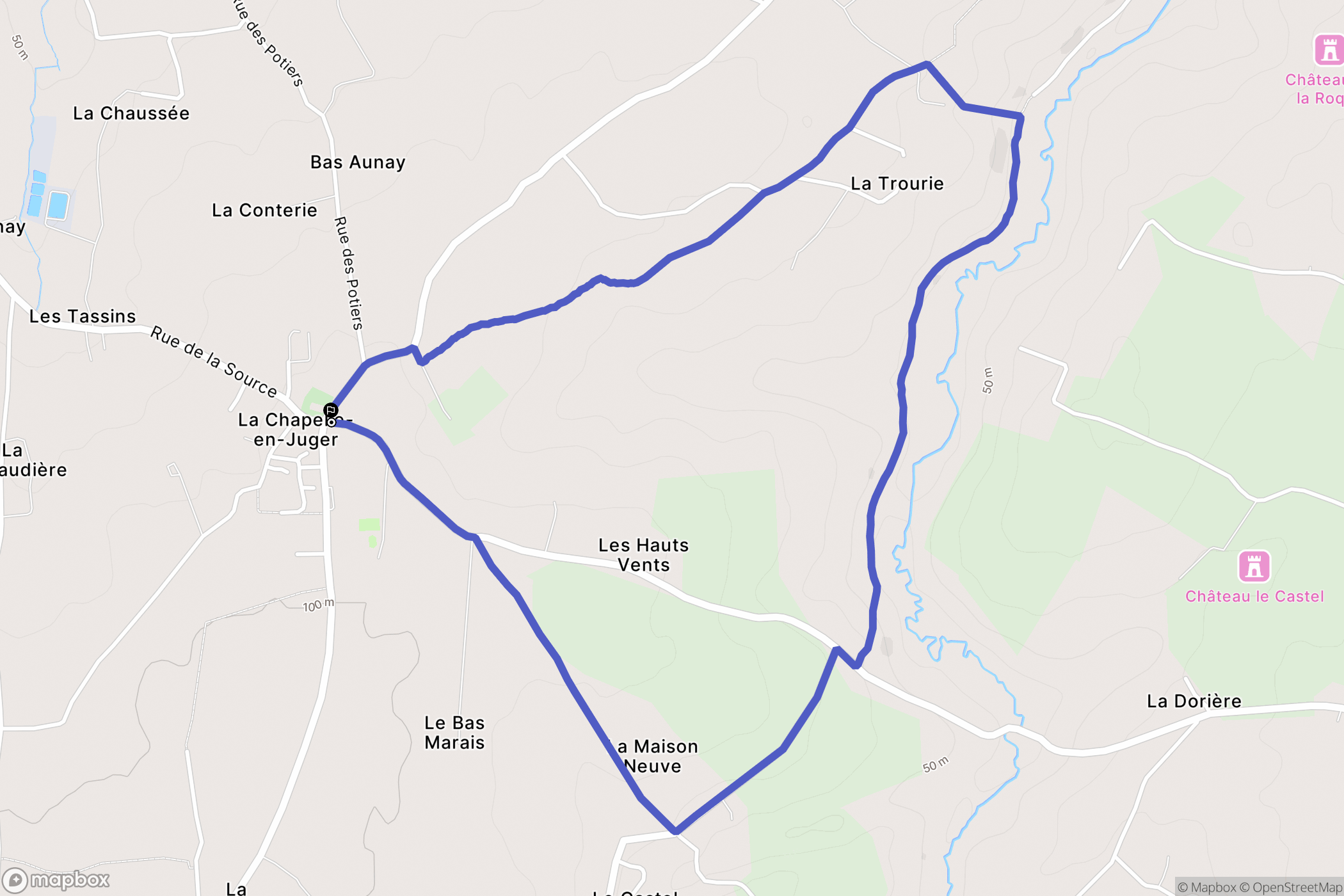 Thèreval : carte du parcours de randonnée - France