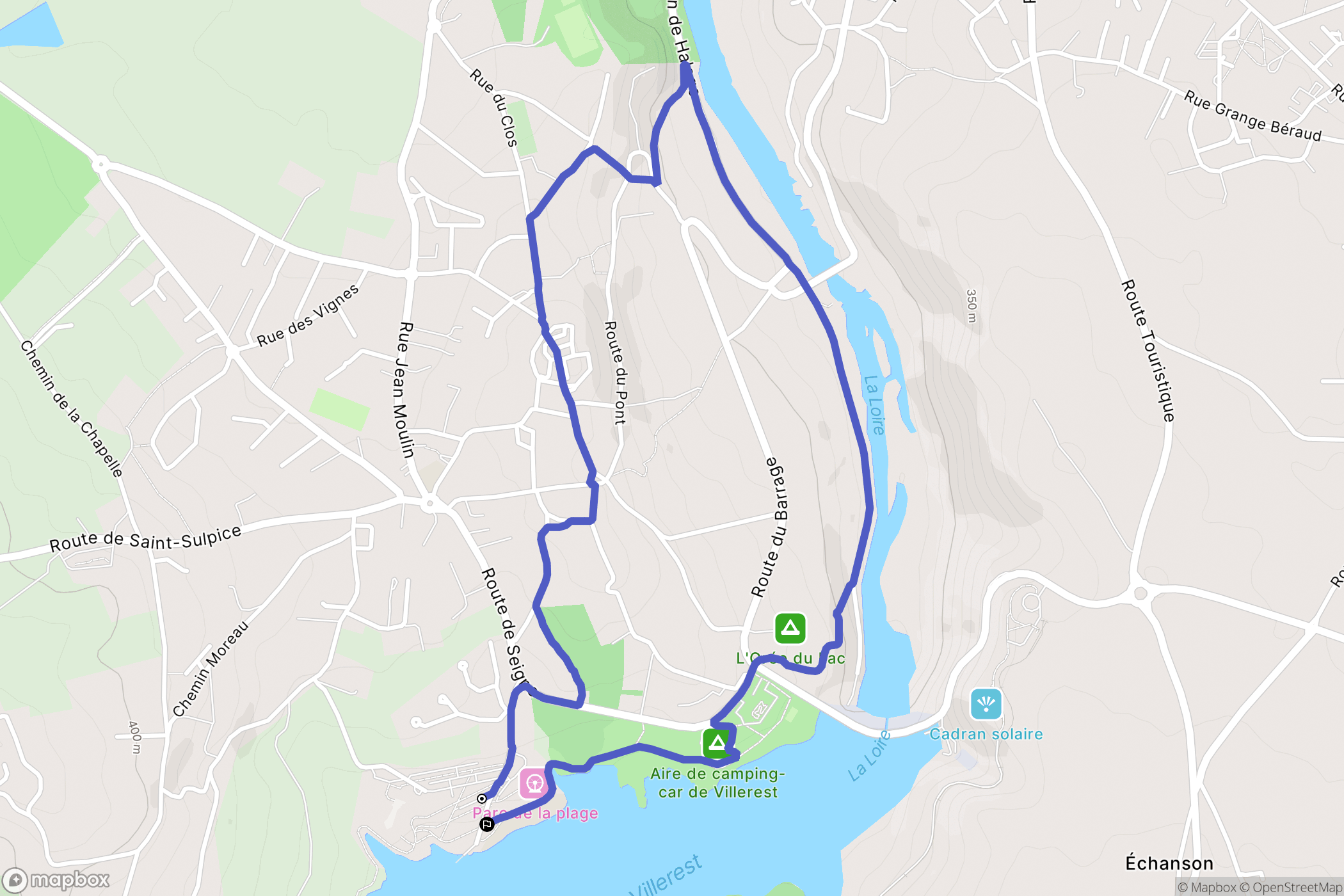 Villerest : carte du parcours de randonnée - France