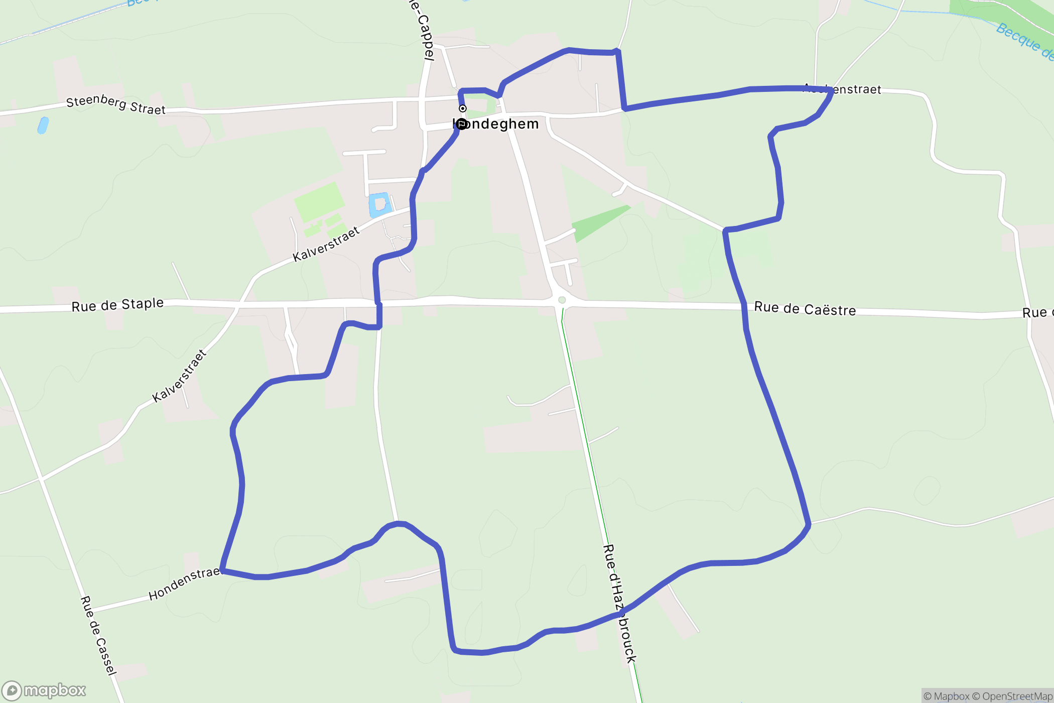 Hondeghem : carte du parcours de randonnée - France