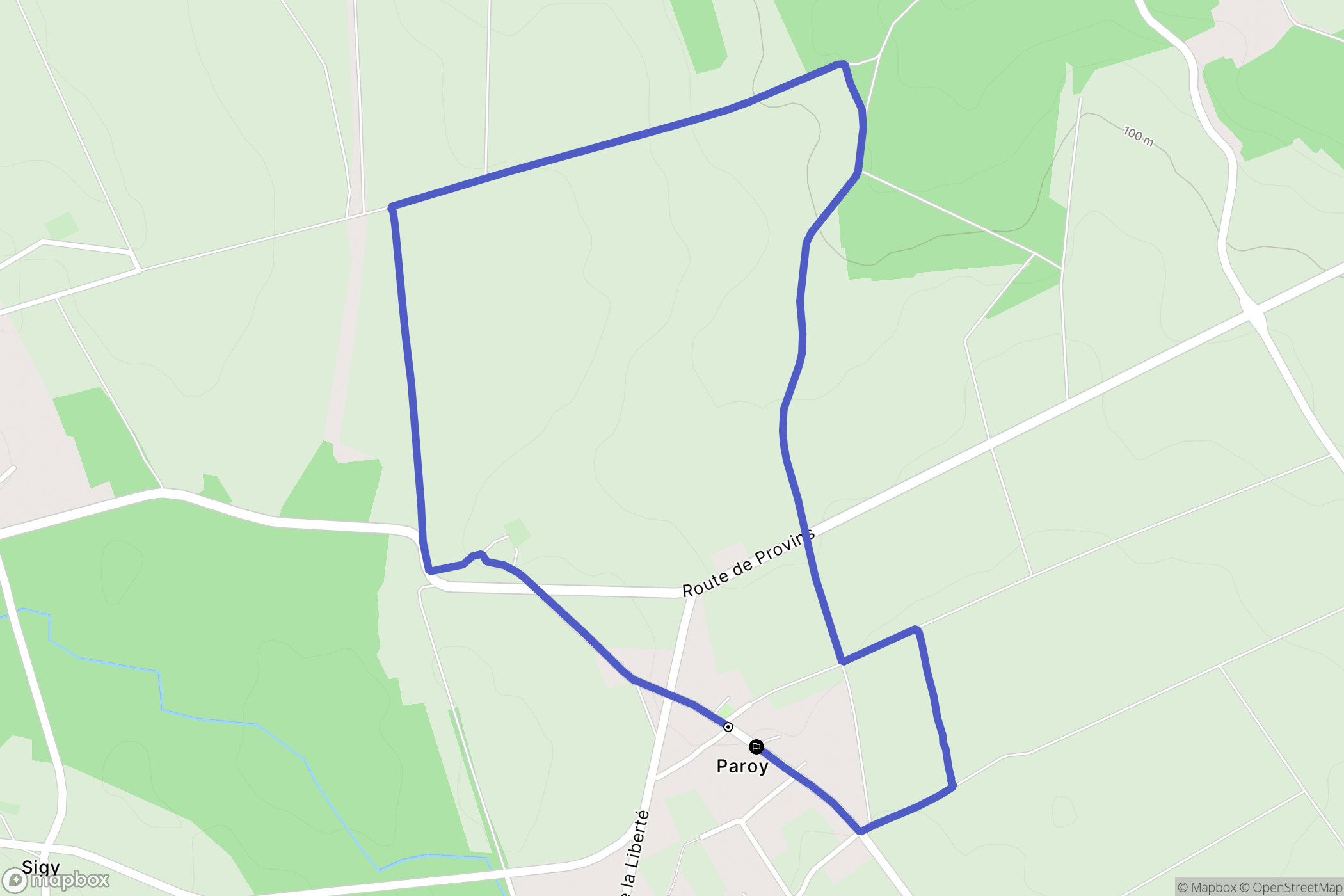 Paroy : carte du parcours de randonnée - France
