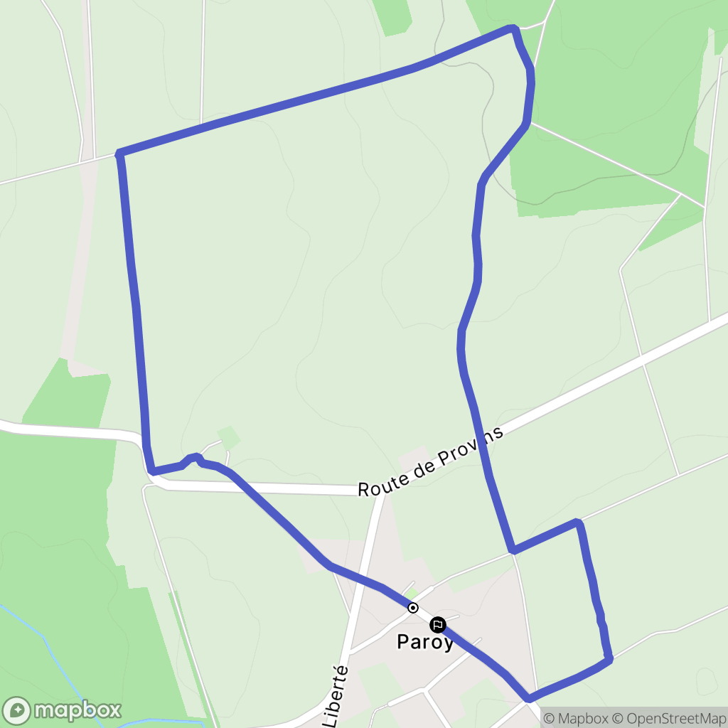 Paroy : carte du parcours de randonnée - France