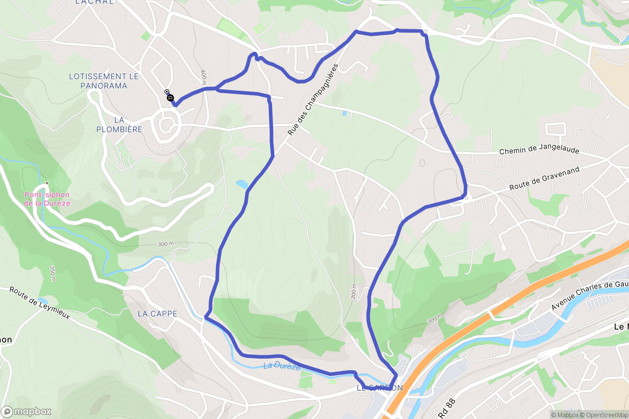 Genilac : carte du parcours de randonnée - France