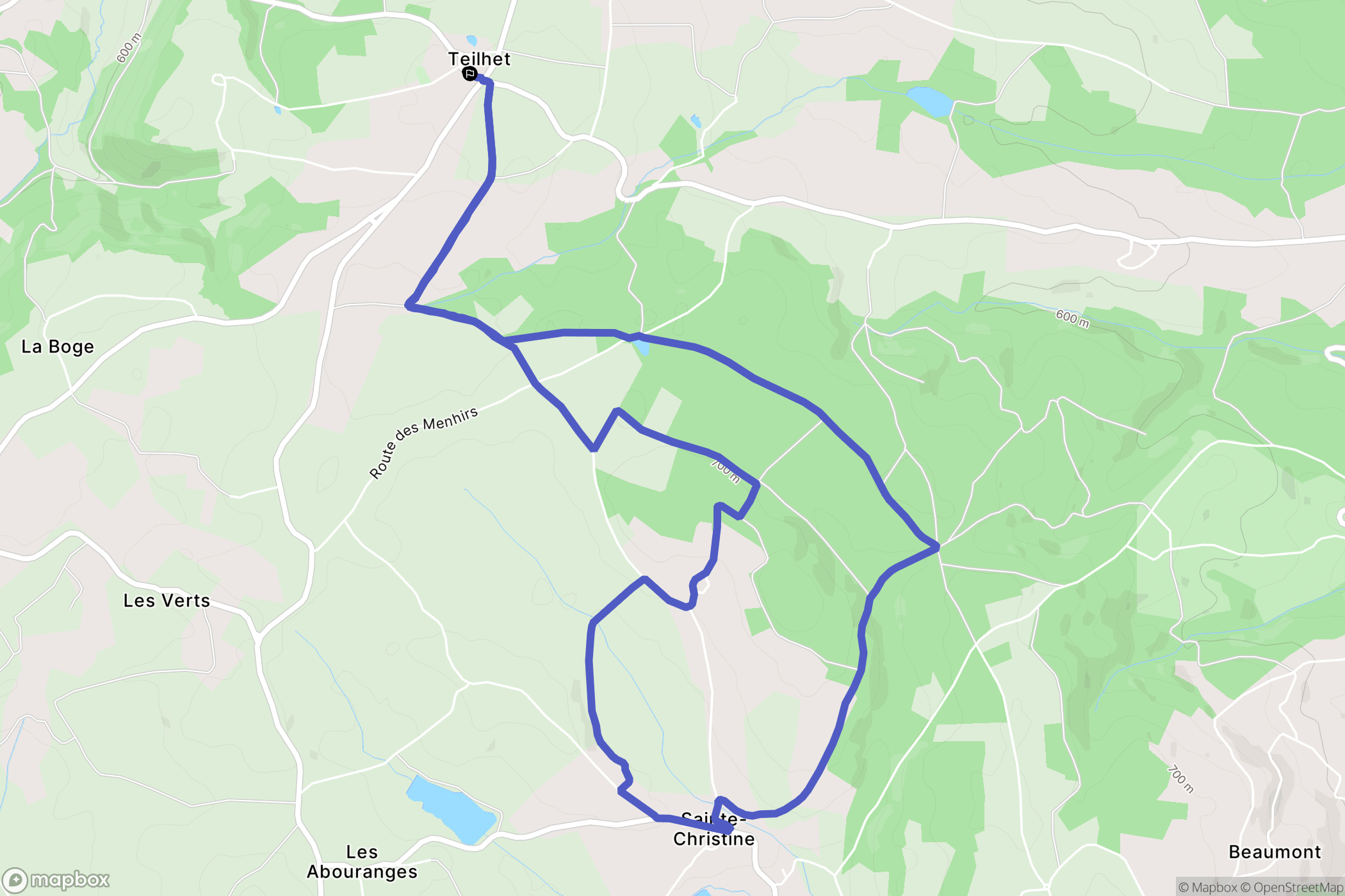 Teilhet : carte du parcours de randonnée - France