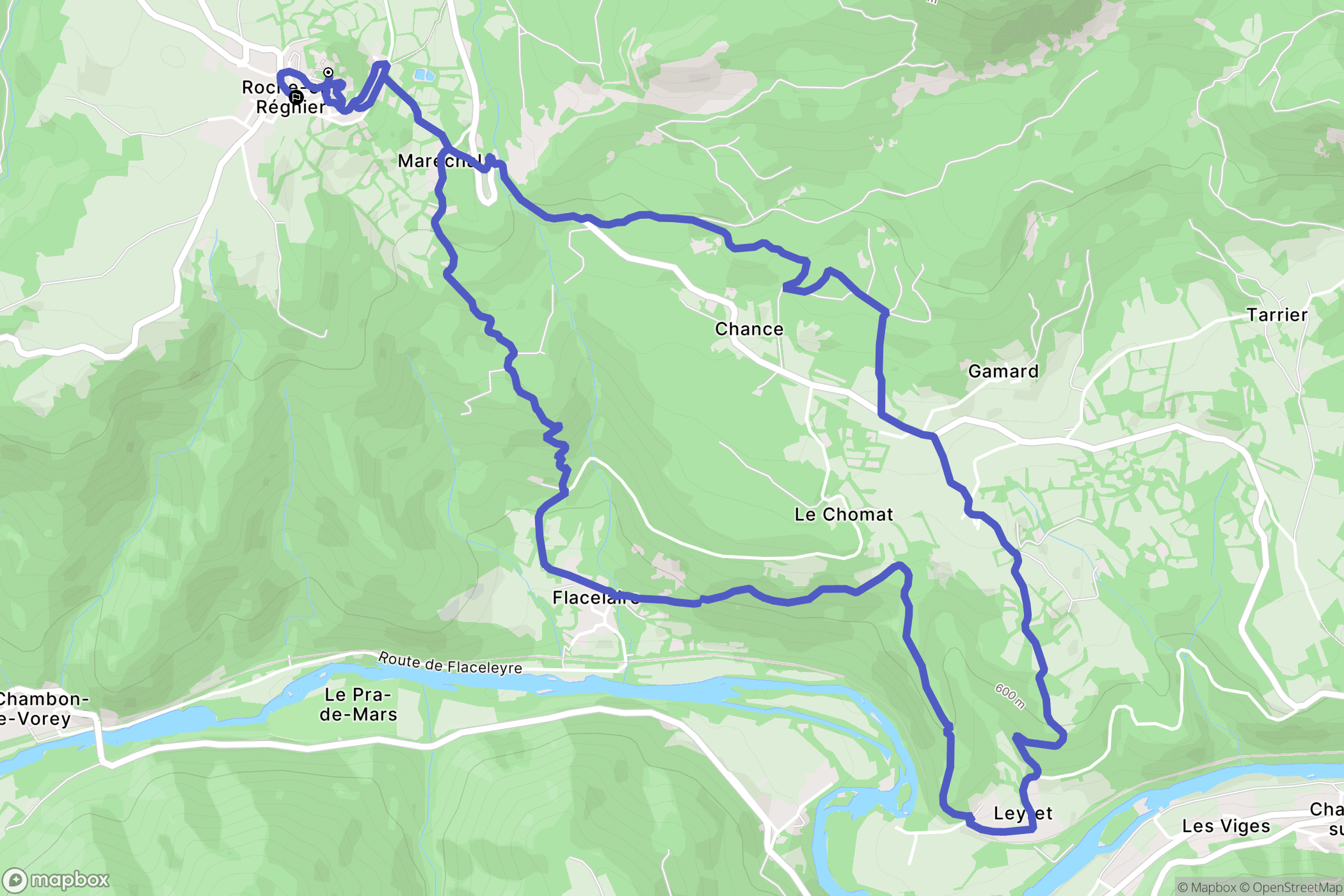 Roche-en-Régnier : carte du parcours de randonnée - France